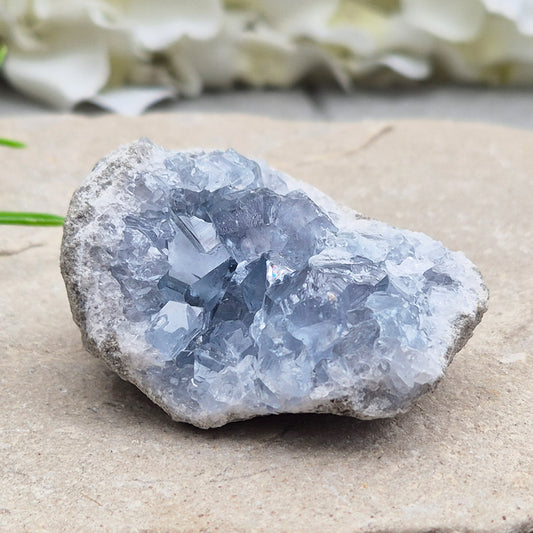 Celestite Crystal Cluster, Natural Blue Celestine