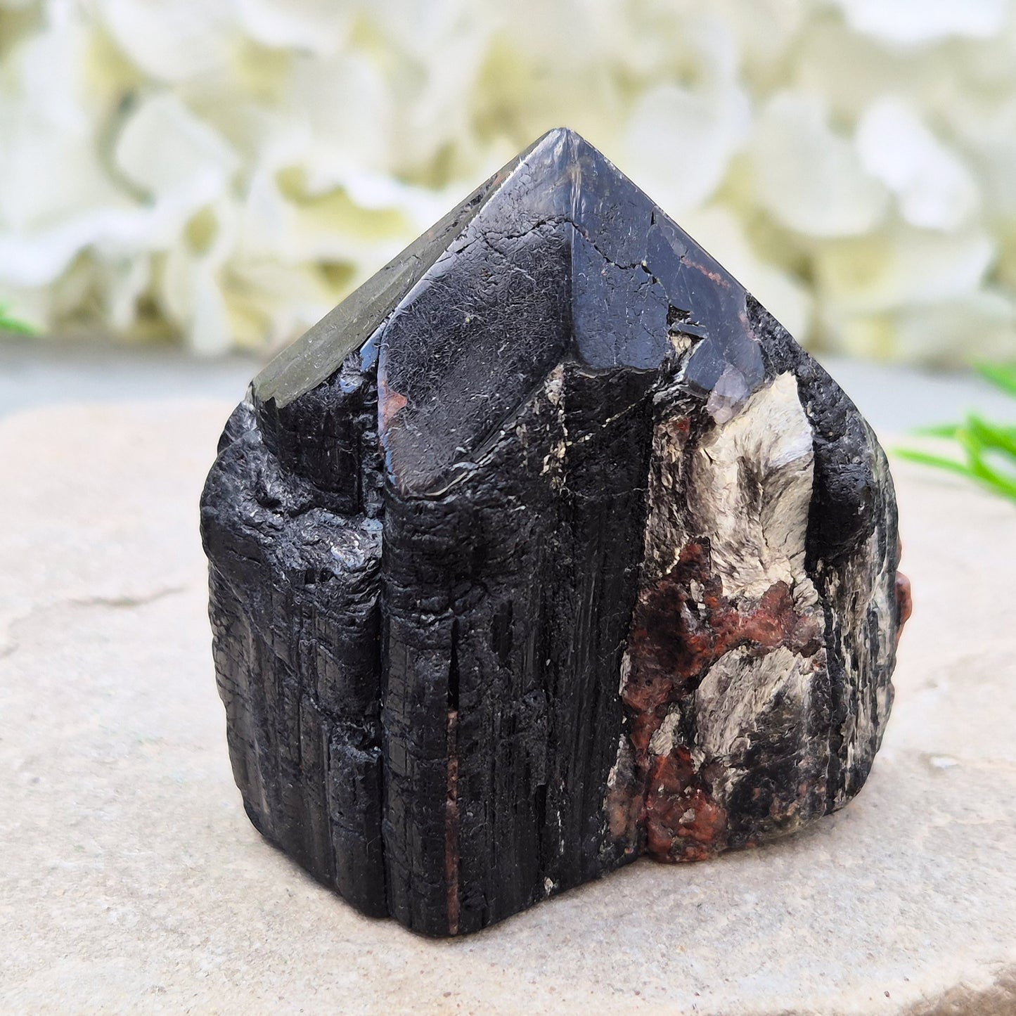 Hand-picked A grade Black Tourmaline standing point from a UK independent shop. Known for grounding energy — a striking, one-of-a-kind piece.