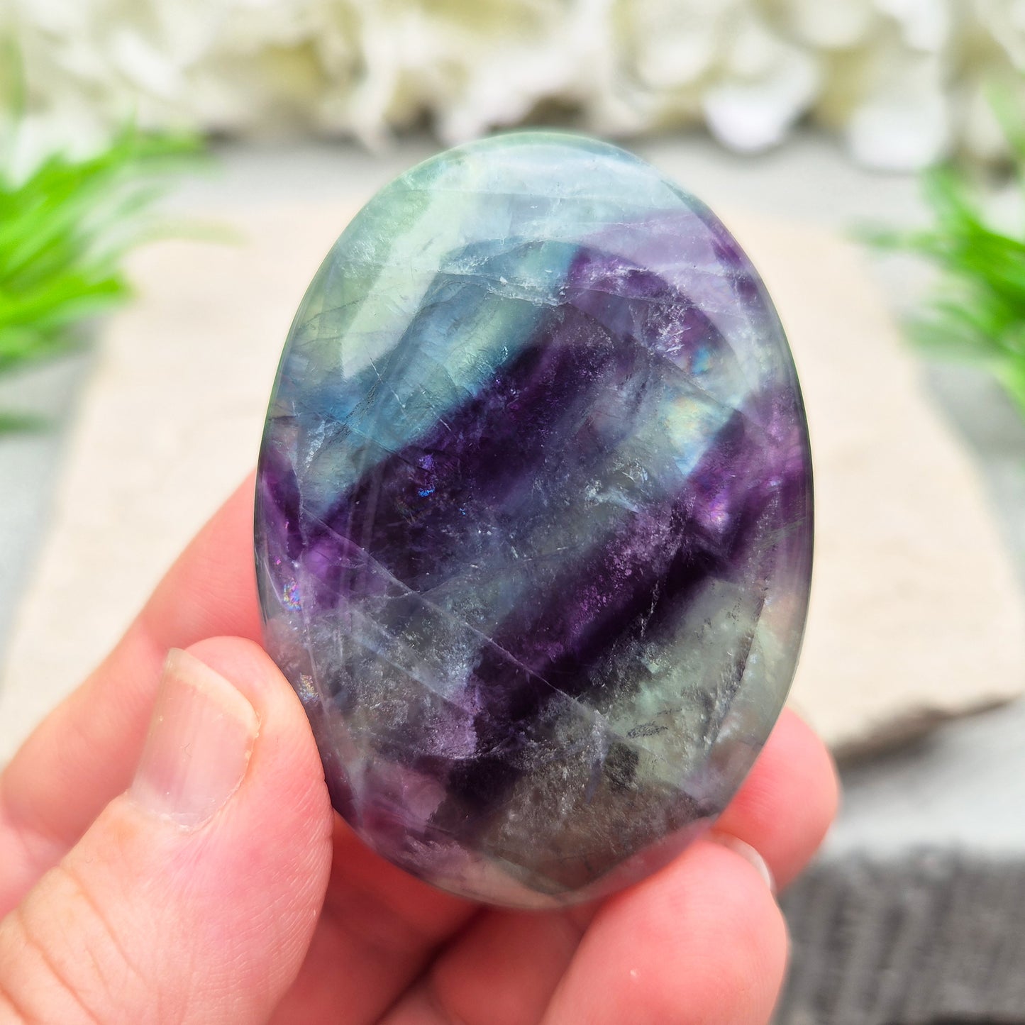 Fluorite Crystal Palm Stone