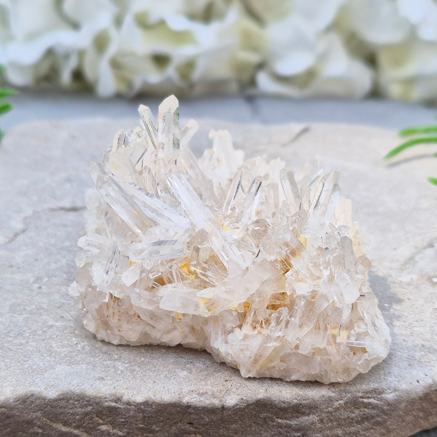 Himalayan Quartz Cluster from India. High-altitude, hand-mined crystal for grounding, focus, energy balance and amplifying other stones.