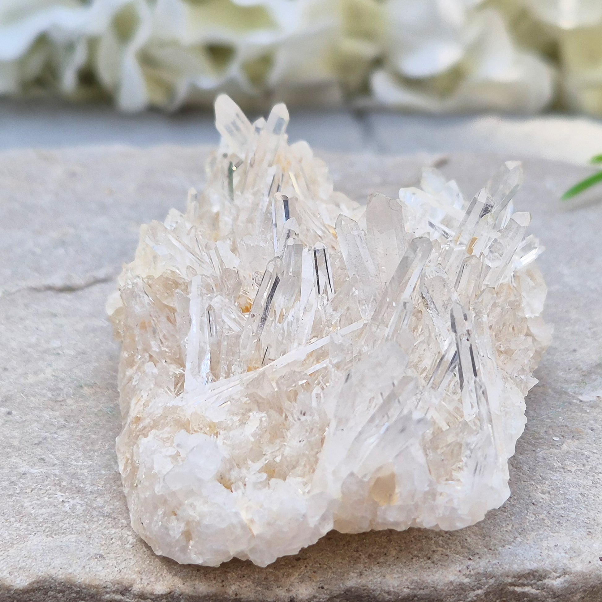 Himalayan Quartz Cluster from India. High-altitude, hand-mined crystal for grounding, focus, energy balance and amplifying other stones.