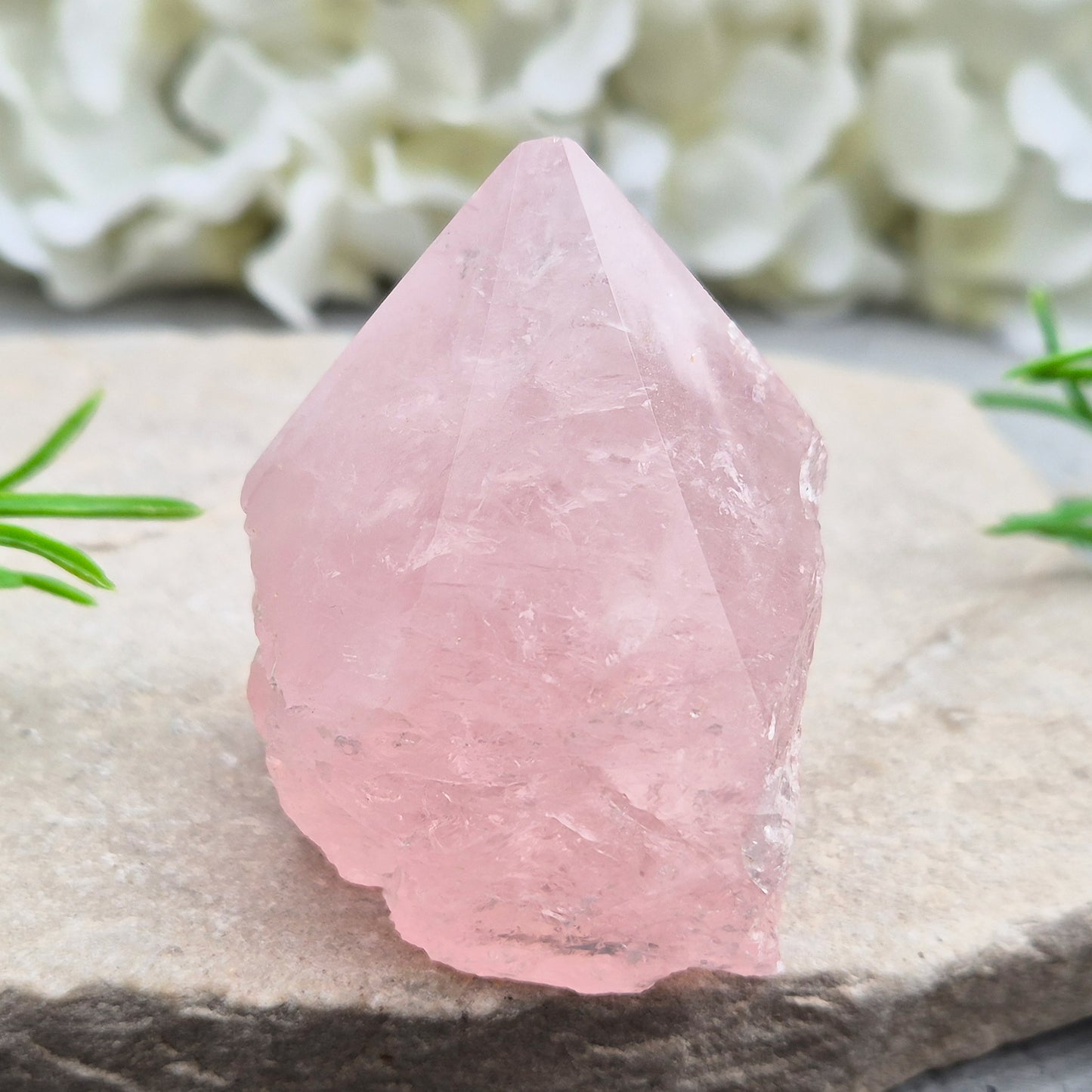 Lovely Rose Quartz standing point from Brazil. Promotes self-love, calm, and emotional healing. Perfect for display, meditation, or heart chakra work.