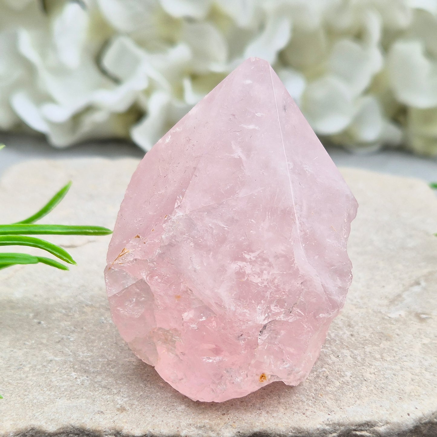 Lovely Rose Quartz standing point from Brazil. Promotes self-love, calm, and emotional healing. Perfect for display, meditation, or heart chakra work.