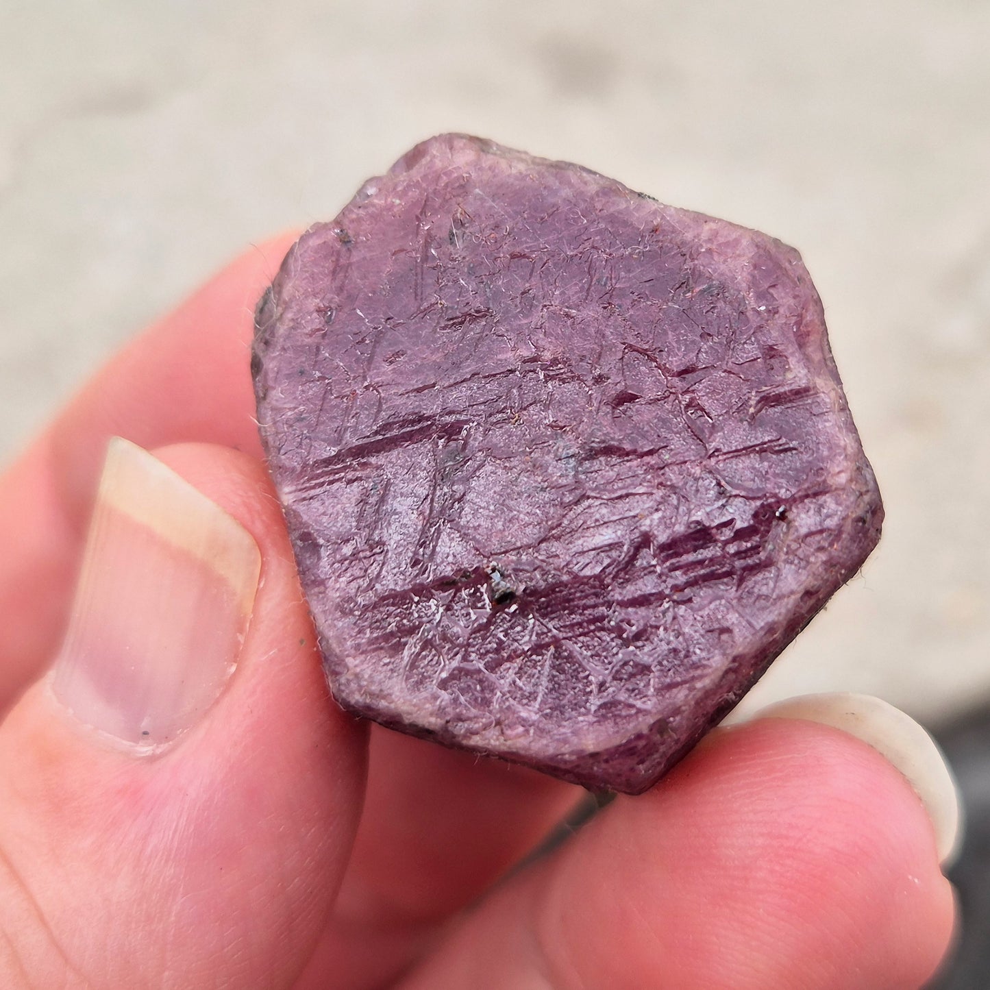 Rare Ruby Record Keeper with natural triangle markings. A deep healing stone for intuition, past life insight, courage, and soul truth.