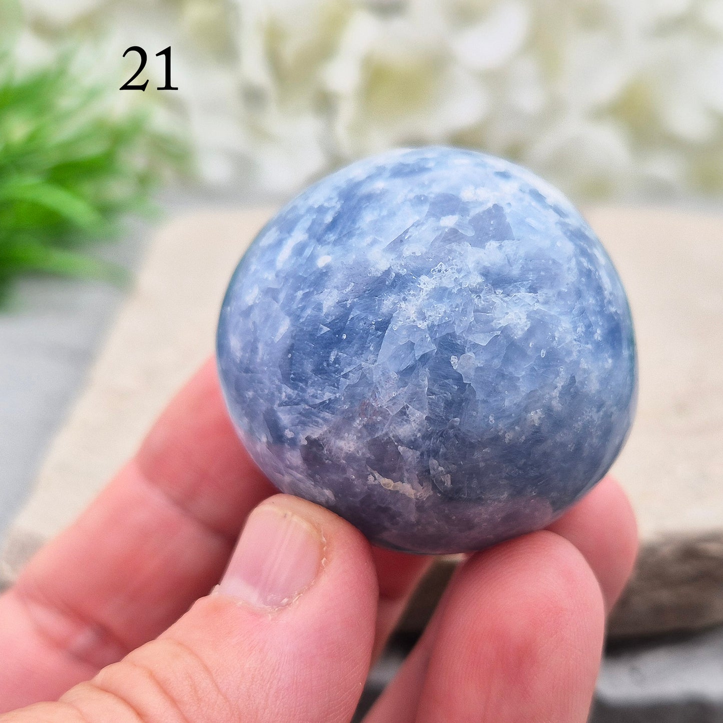 Polished Blue Calcite from Madagascar – smooth, calming blue tones perfect for holding, reflection, or a peaceful space.