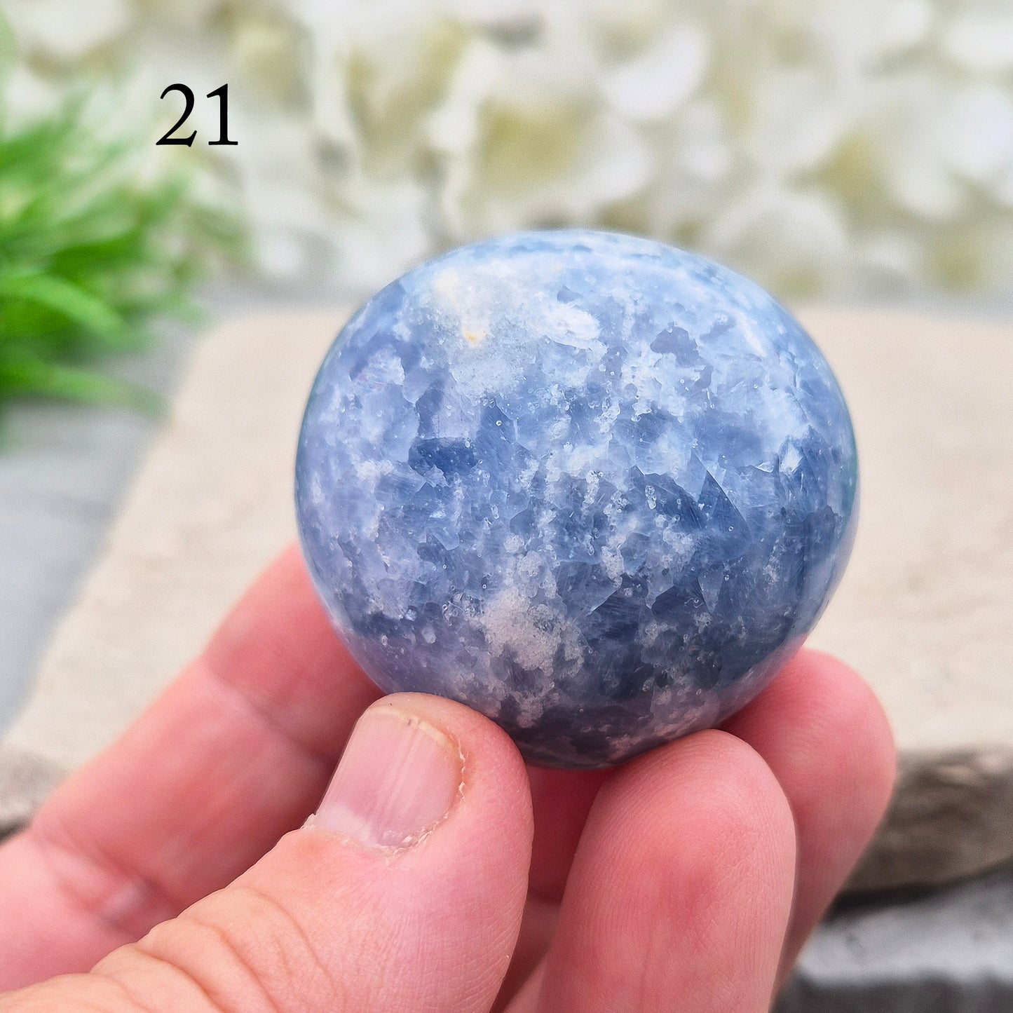 Polished Blue Calcite from Madagascar – smooth, calming blue tones perfect for holding, reflection, or a peaceful space.
