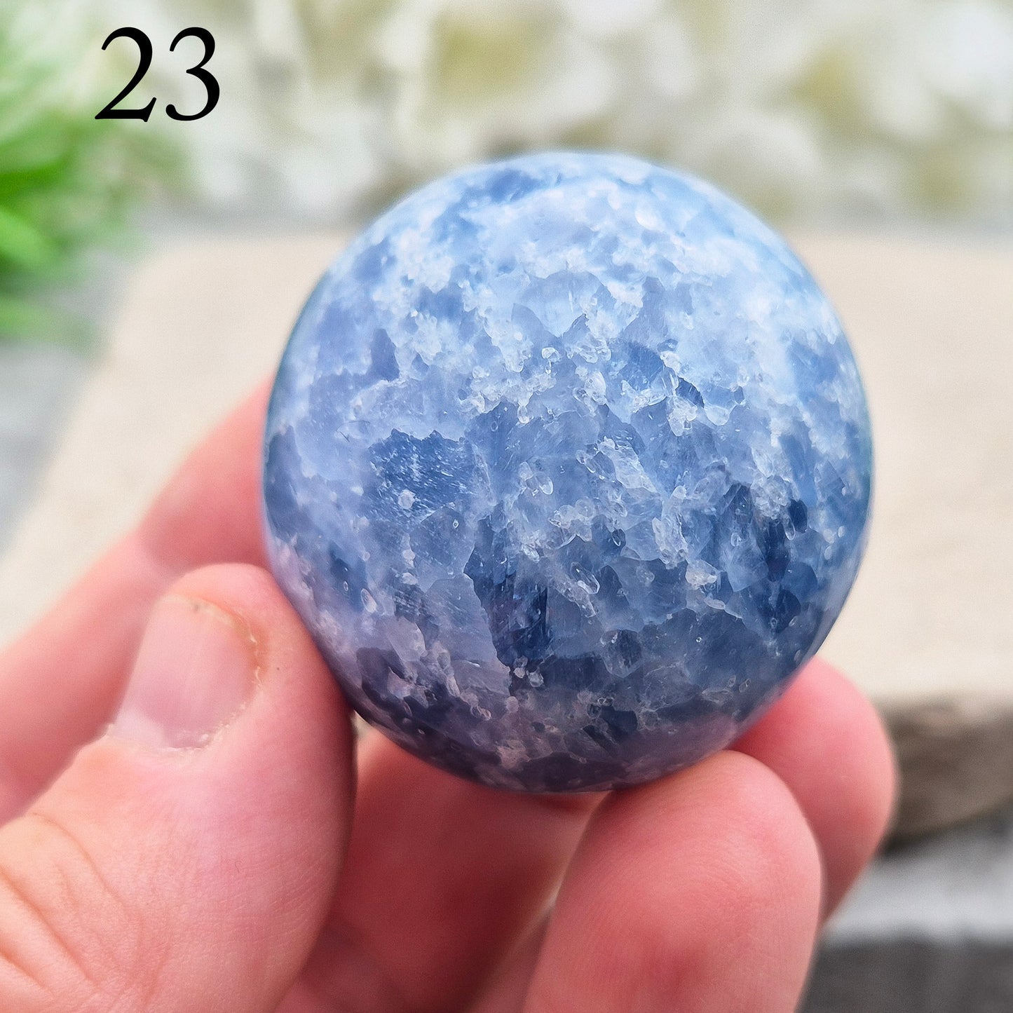 Polished Blue Calcite from Madagascar – smooth, calming blue tones perfect for holding, reflection, or a peaceful space.