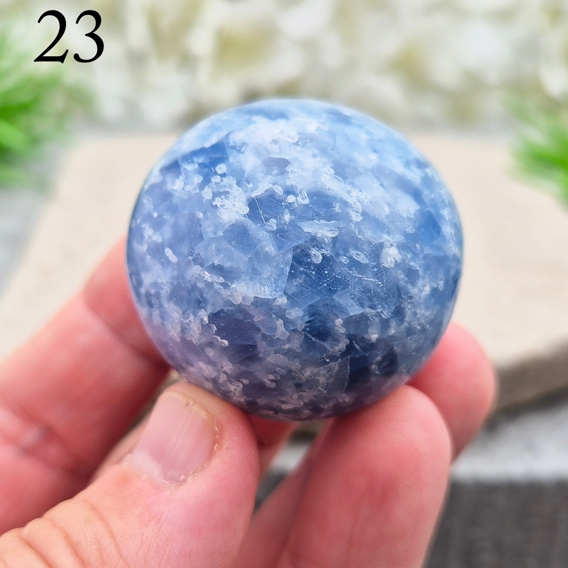Polished Blue Calcite from Madagascar – smooth, calming blue tones perfect for holding, reflection, or a peaceful space.