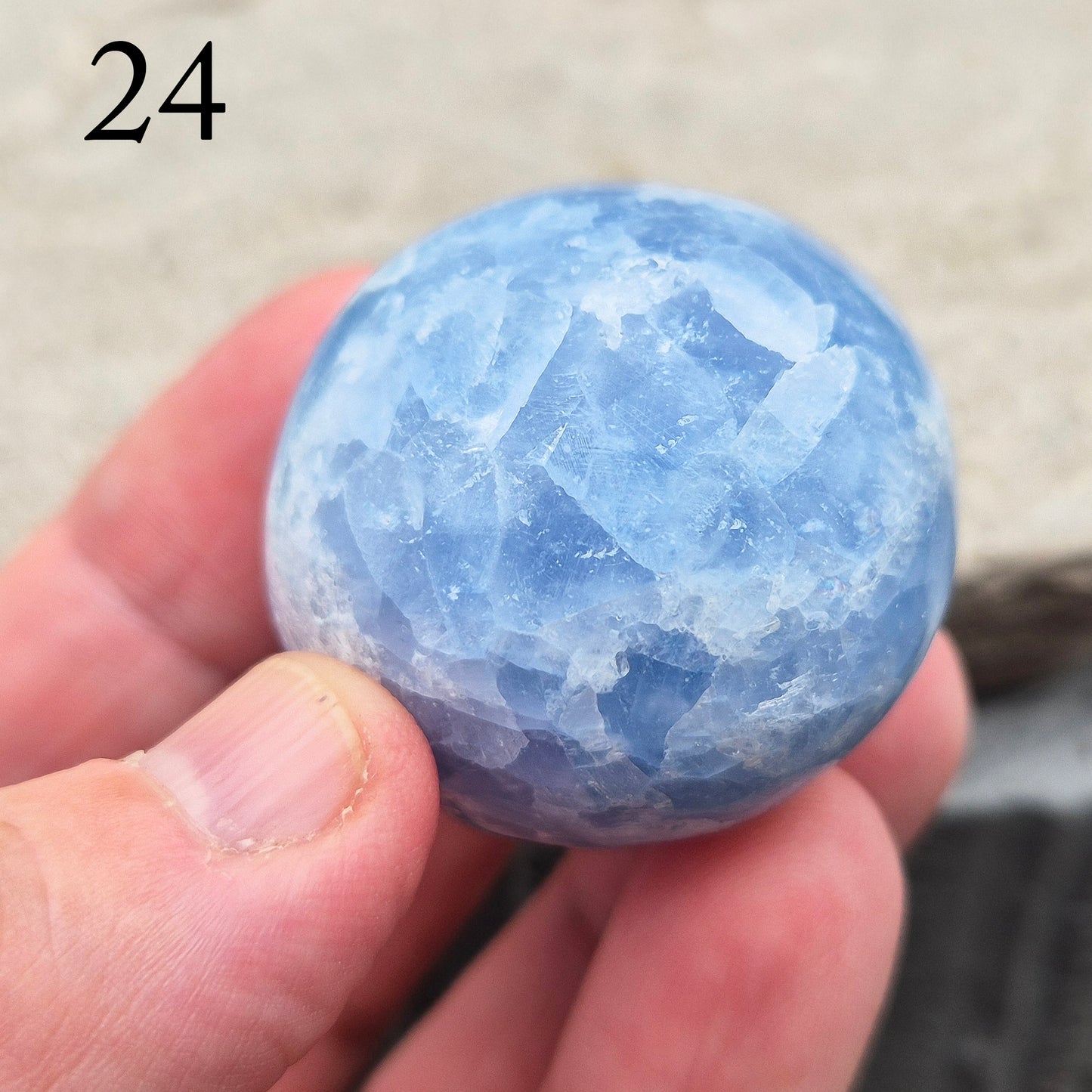 Polished Blue Calcite from Madagascar – smooth, calming blue tones perfect for holding, reflection, or a peaceful space.
