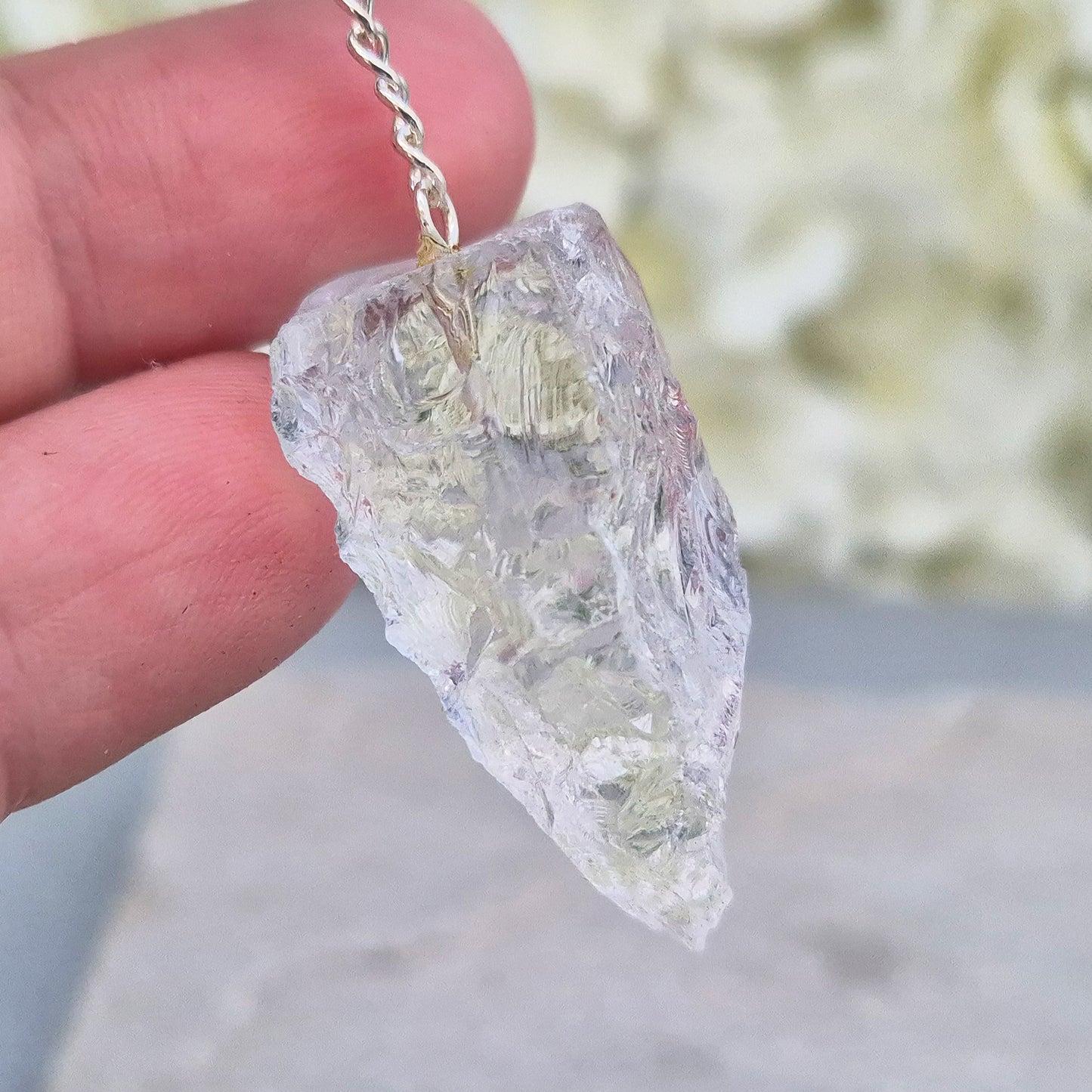 Rock Quartz crystal pendulum for dowsing, energy work, meditation, and connecting with your intuition. A beautiful tool to support focus and awareness.