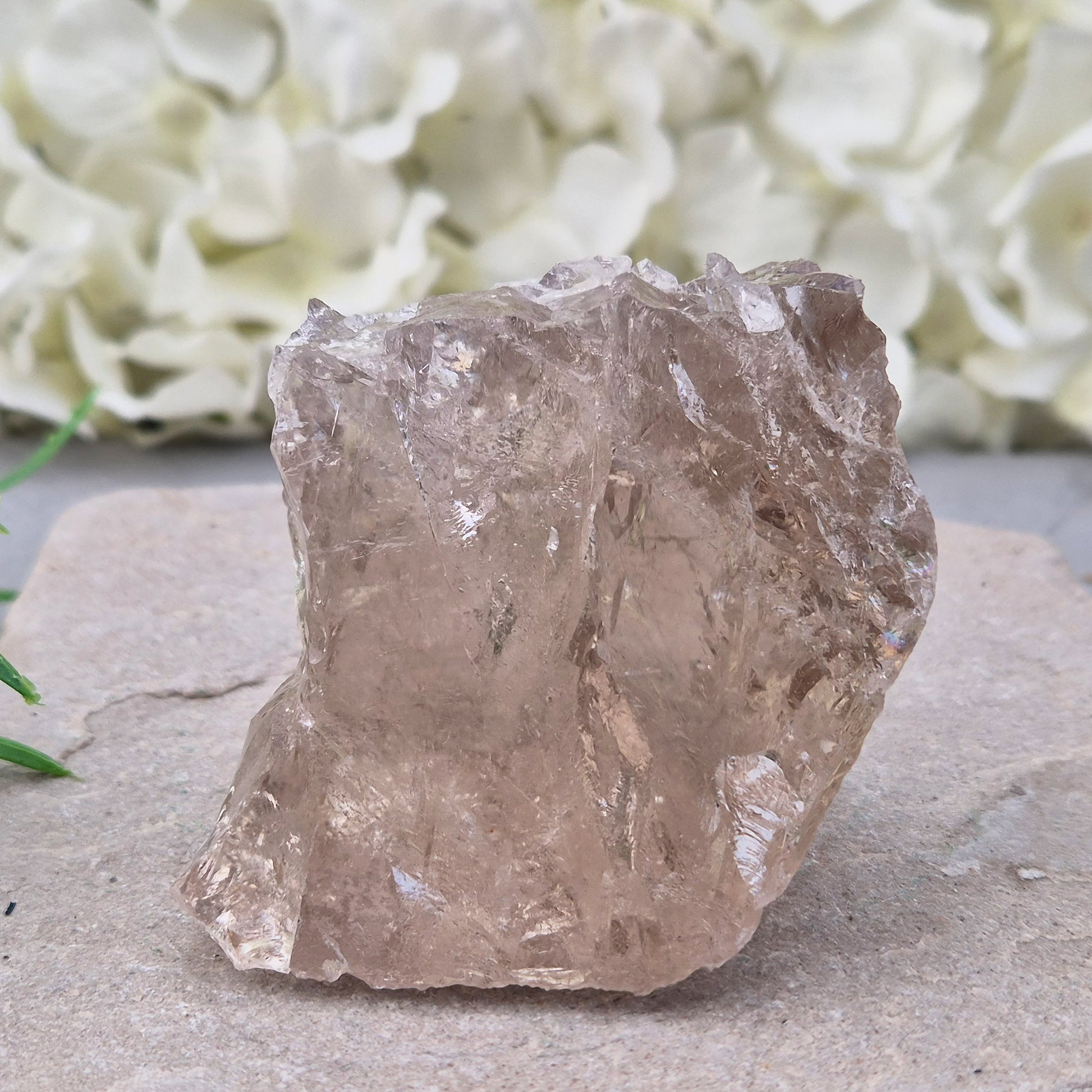 Smoky Quartz freeform from Brazil with polished face and natural sides. A grounding crystal for protection, calm focus, and emotional release.