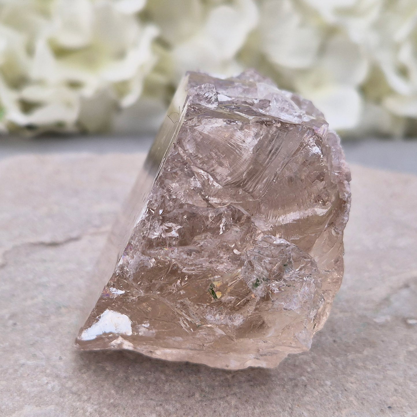 Smoky Quartz freeform from Brazil with polished face and natural sides. A grounding crystal for protection, calm focus, and emotional release.