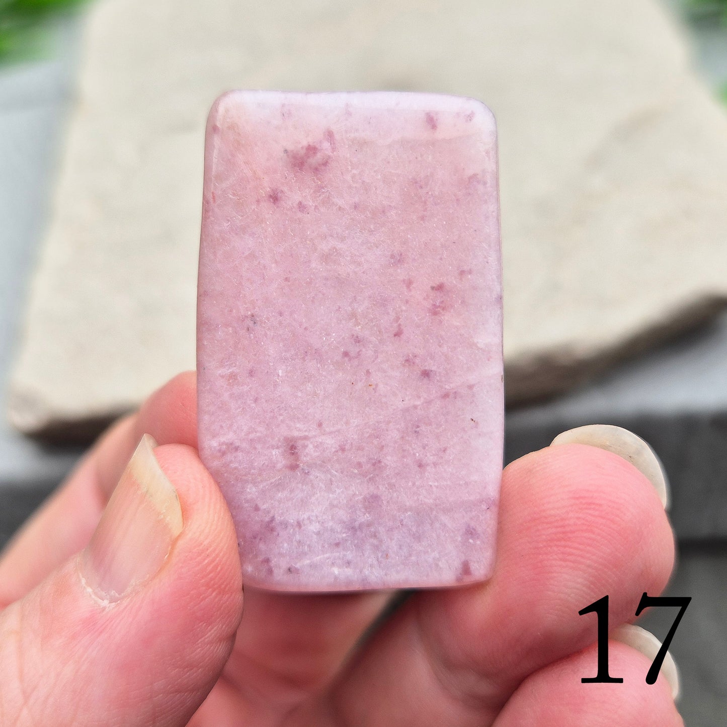 This Pink Petalite polished slice shows soft, pale pink tones. Cut into a flat slice, these pieces are ideal for jewellery making, crystal grids, or carrying in a pocket or bag.
