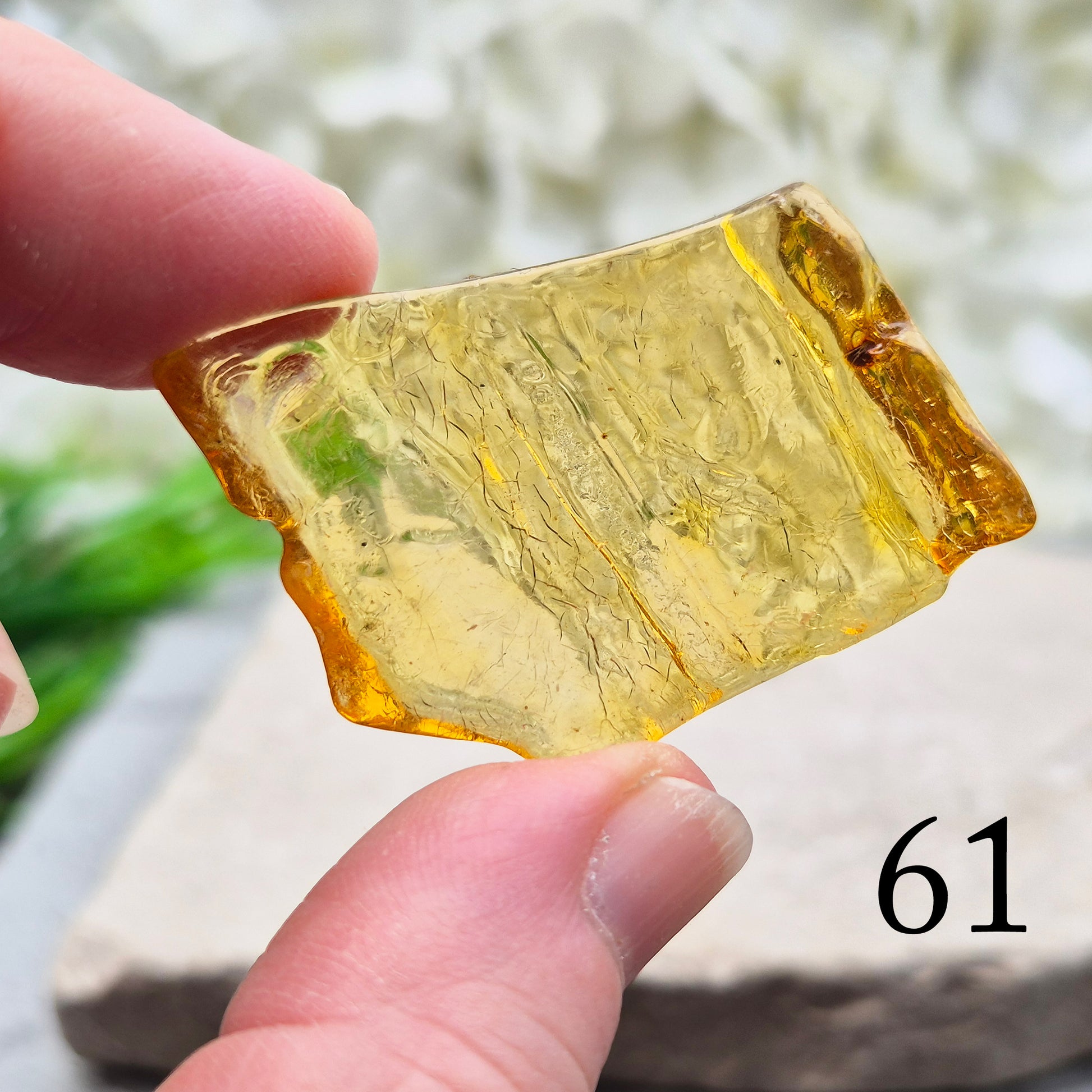 Copal is younger than traditional Baltic Amber, giving it a brighter, more translucent look and a lighter feel in the hand.