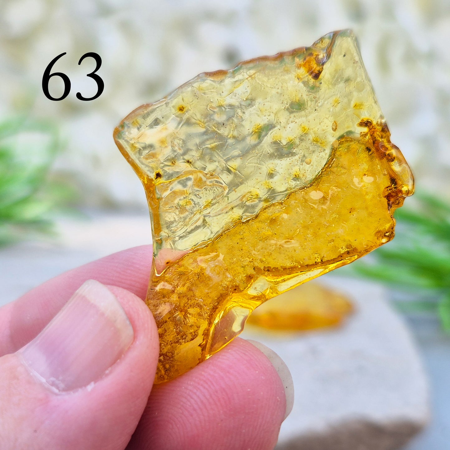 Copal is younger than traditional Baltic Amber, giving it a brighter, more translucent look and a lighter feel in the hand.