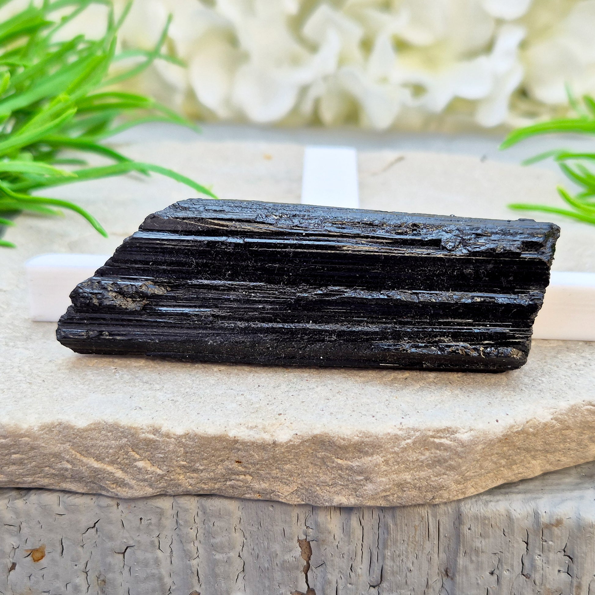 Natural Black Tourmaline crystal. Strong protective crystal that helps you feel safe, calm, clear-minded, and emotionally strong.