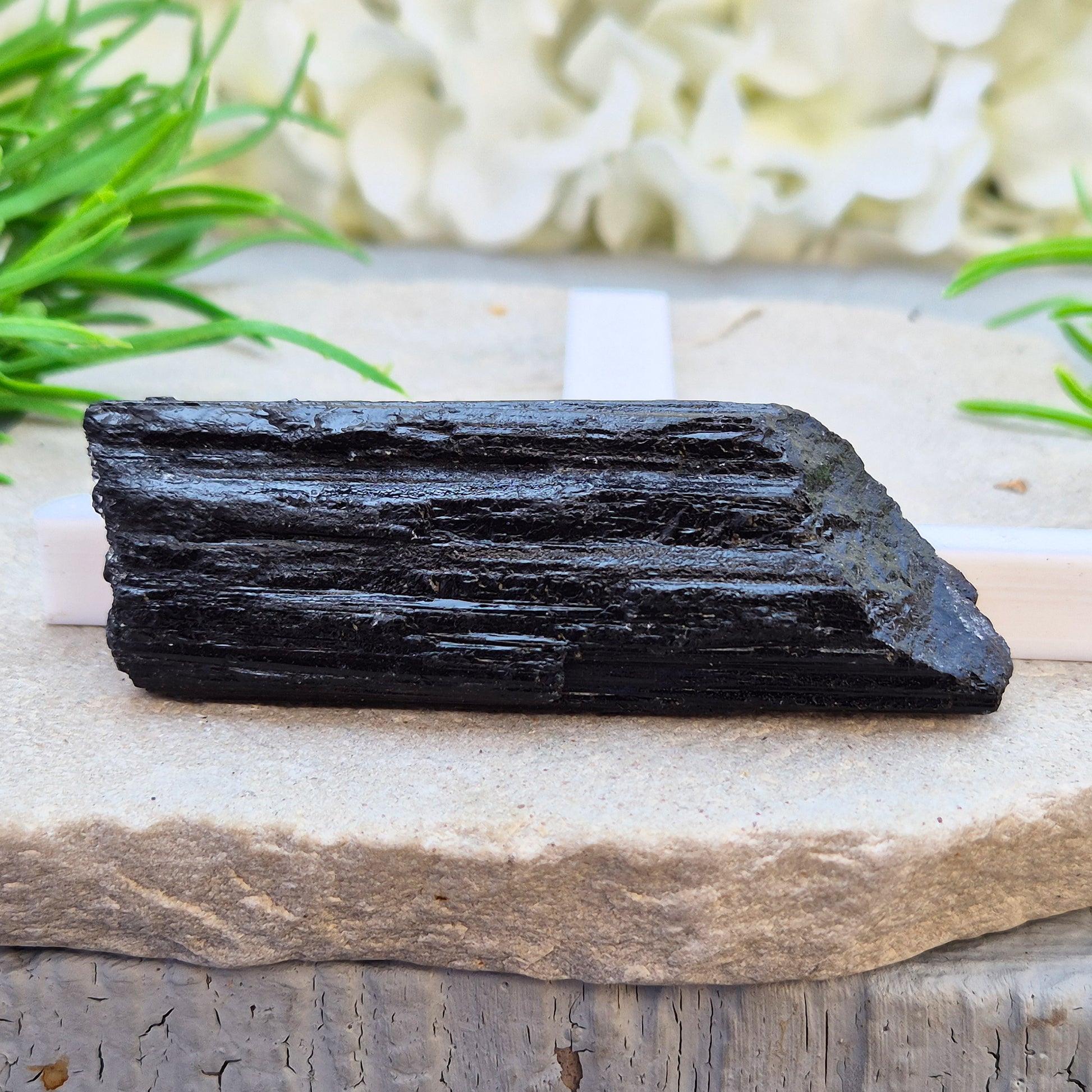 Natural Black Tourmaline crystal. Strong protective crystal that helps you feel safe, calm, clear-minded, and emotionally strong.
