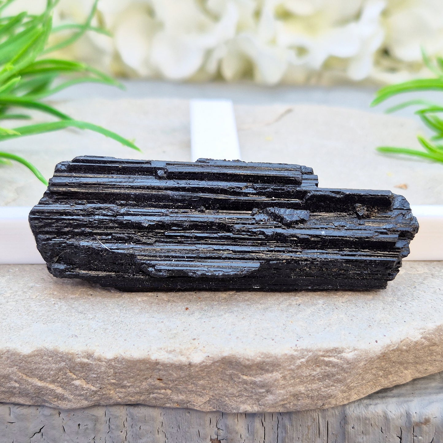 Natural Black Tourmaline crystal. Strong protective crystal that helps you feel safe, calm, clear-minded, and emotionally strong.