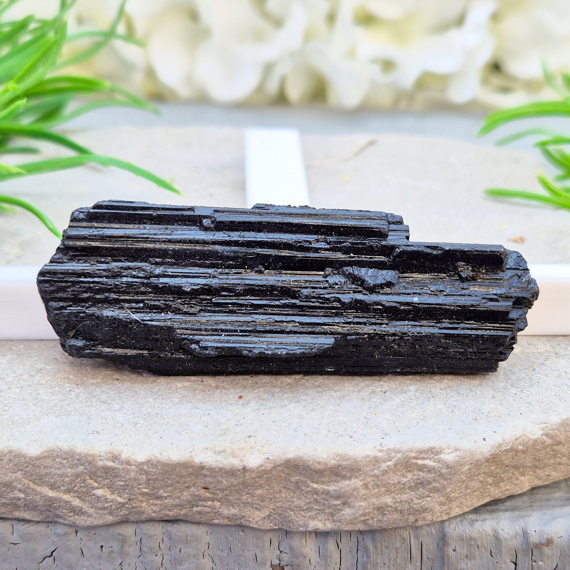 Natural Black Tourmaline crystal. Strong protective crystal that helps you feel safe, calm, clear-minded, and emotionally strong.