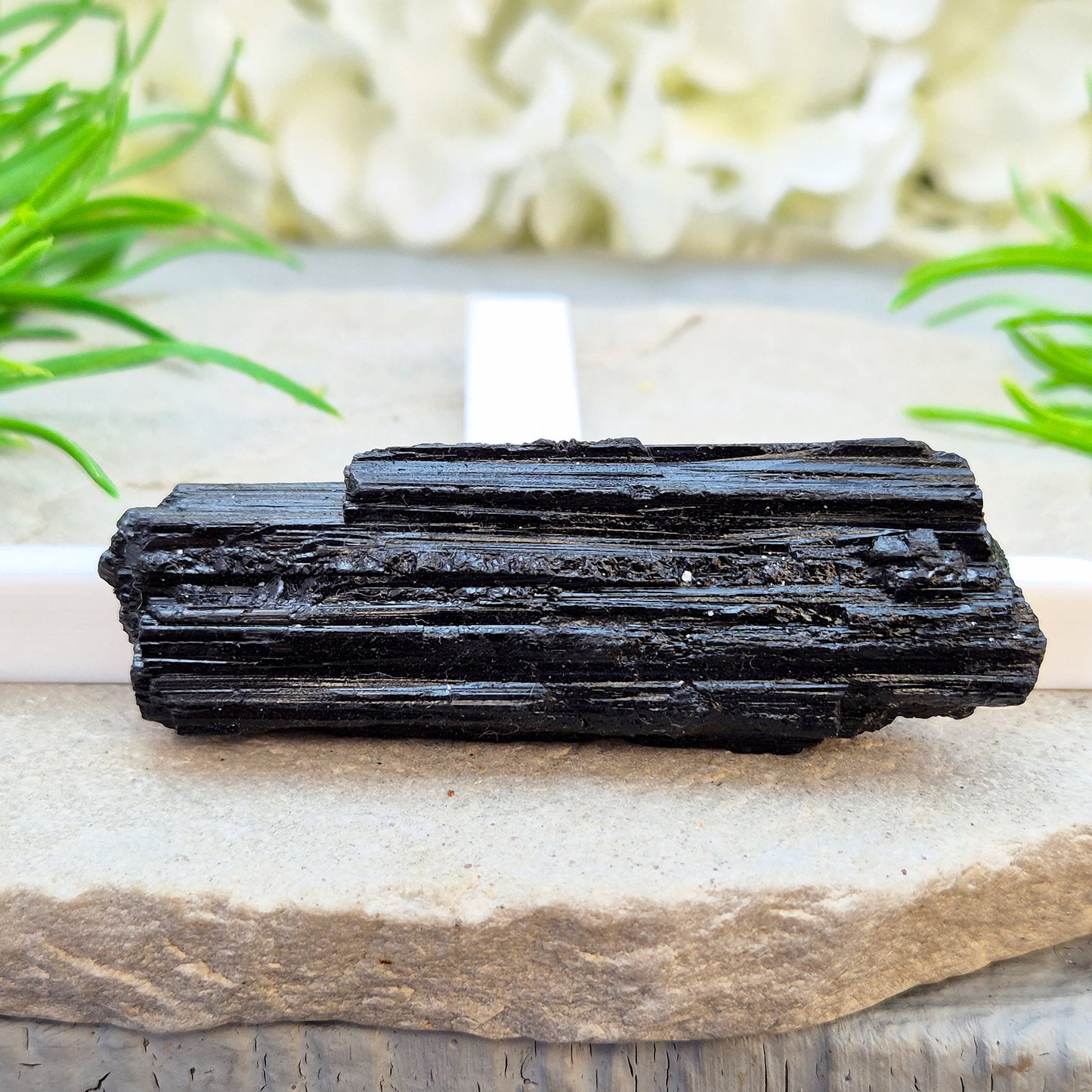 Natural Black Tourmaline crystal. Strong protective crystal that helps you feel safe, calm, clear-minded, and emotionally strong.