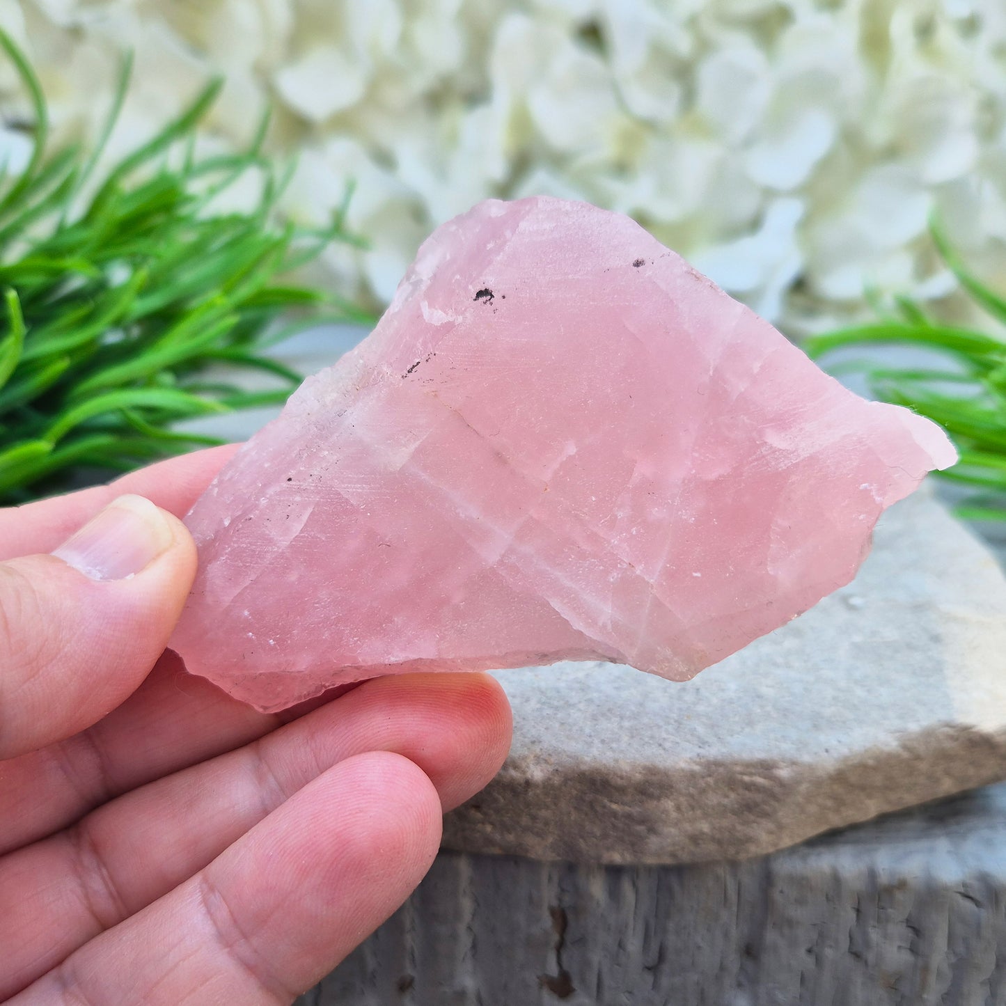 Rose Quartz display platform from South Africa — combines gentle, loving energy with a practical flat surface for crystals, jewellery, or décor.