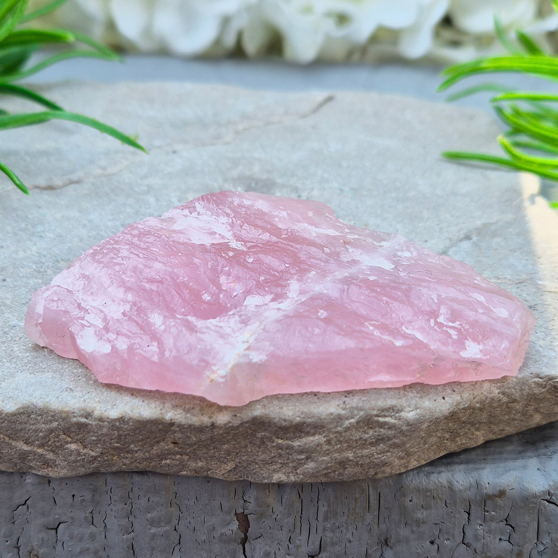 Rose Quartz display platform from South Africa — combines gentle, loving energy with a practical flat surface for crystals, jewellery, or décor.