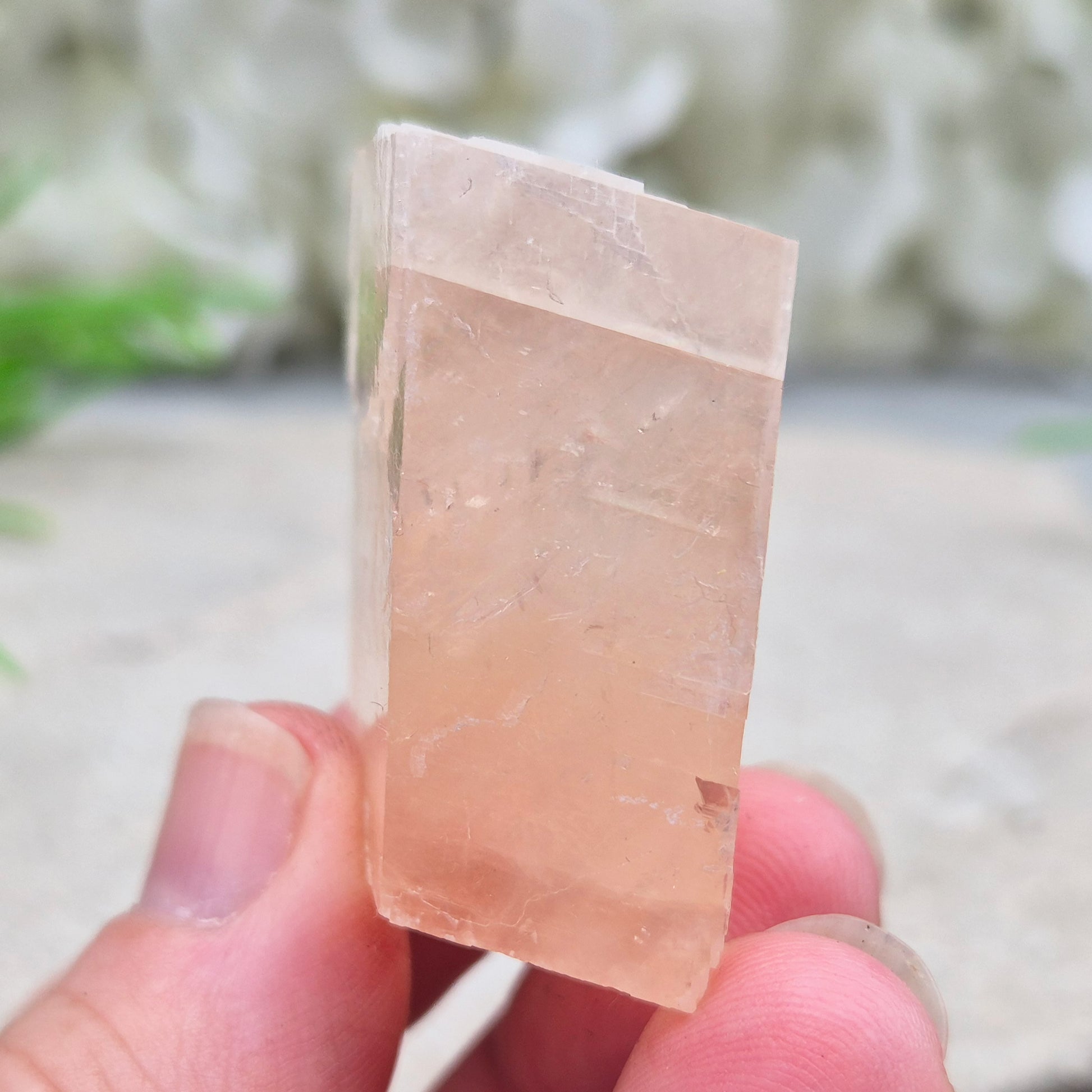 Gentle pale pink watermelon calcite, Mexico — a soothing crystal for emotional healing and heart chakra balance. Soft, nurturing energy for calm and kindness.