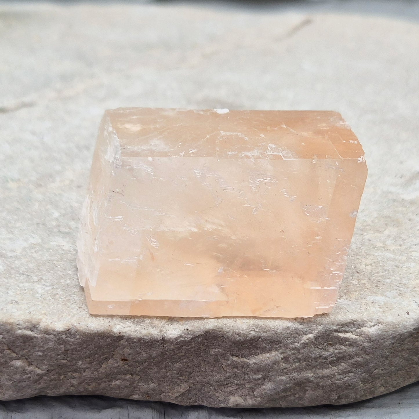 Gentle pale pink watermelon calcite, Mexico — a soothing crystal for emotional healing and heart chakra balance. Soft, nurturing energy for calm and kindness.