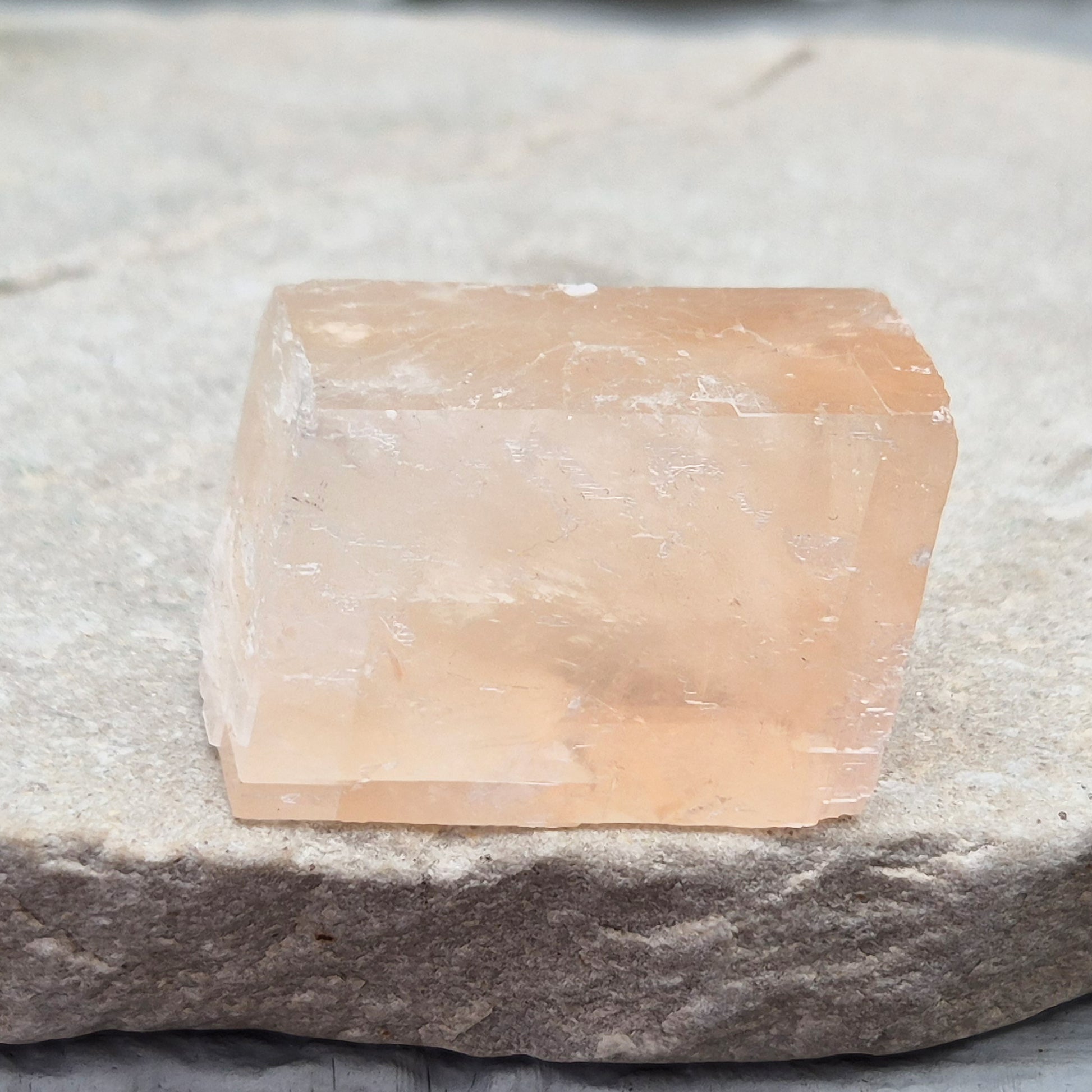 Gentle pale pink watermelon calcite, Mexico — a soothing crystal for emotional healing and heart chakra balance. Soft, nurturing energy for calm and kindness.