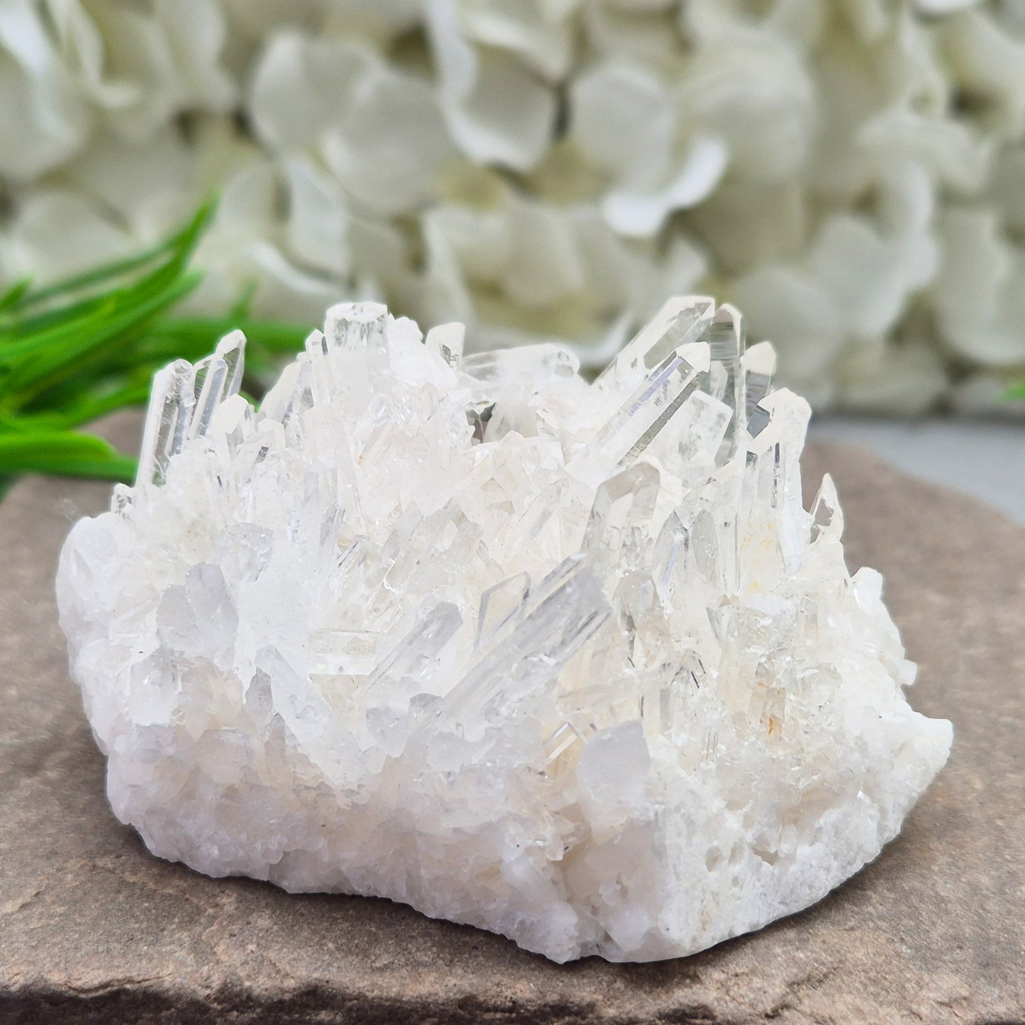 Himalayan Quartz Cluster from India. High-altitude, hand-mined crystal for grounding, focus, energy balance and amplifying other stones.