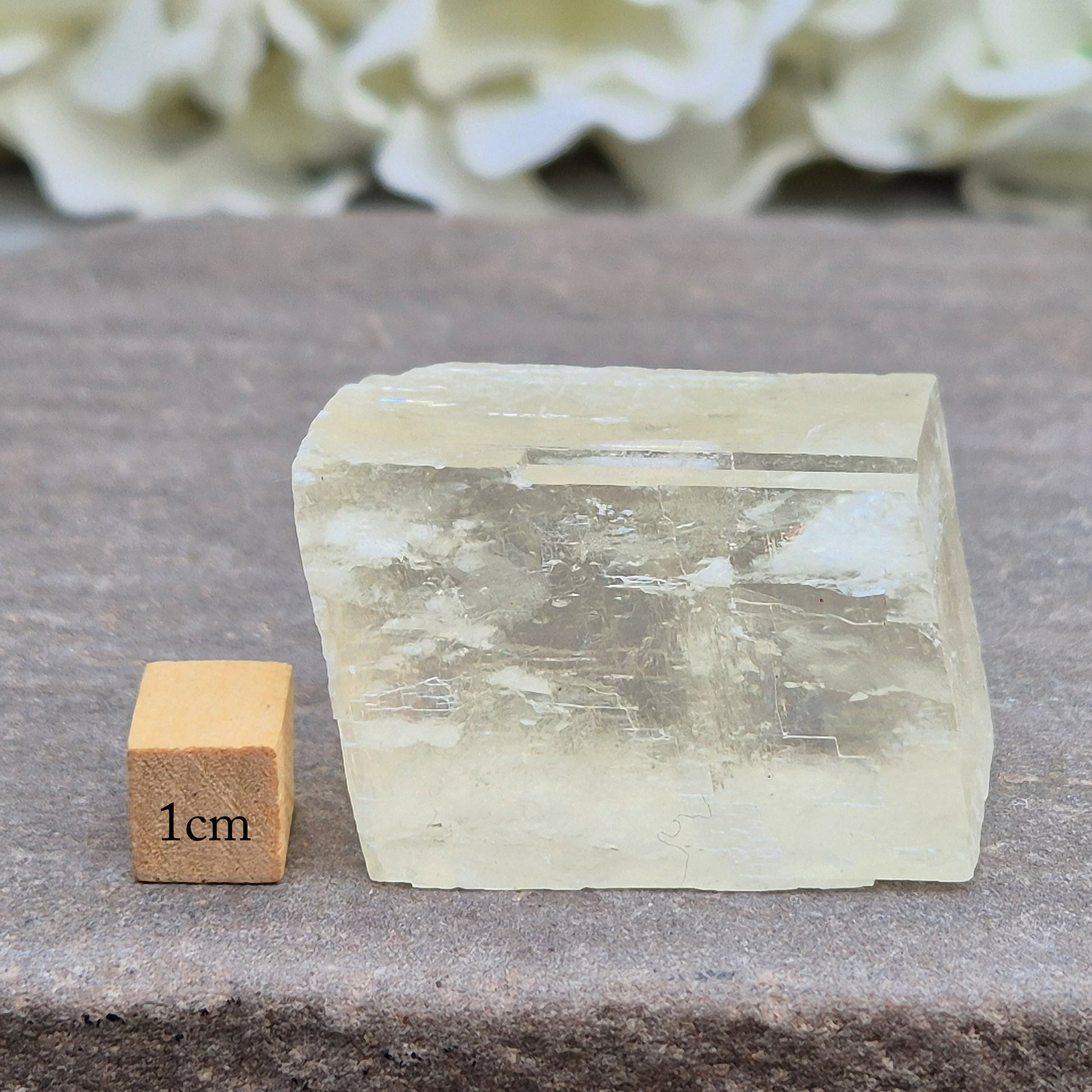 Natural Optical Calcite from Mexico natural rhomboid shape and lemony yellow colour. Often chosen for clarity, balance, and focused energy.