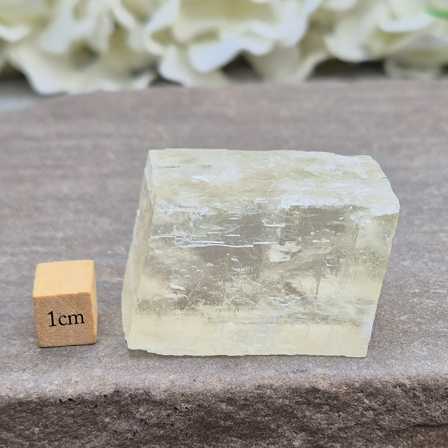 Natural Optical Calcite from Mexico natural rhomboid shape and lemony yellow colour. Often chosen for clarity, balance, and focused energy.