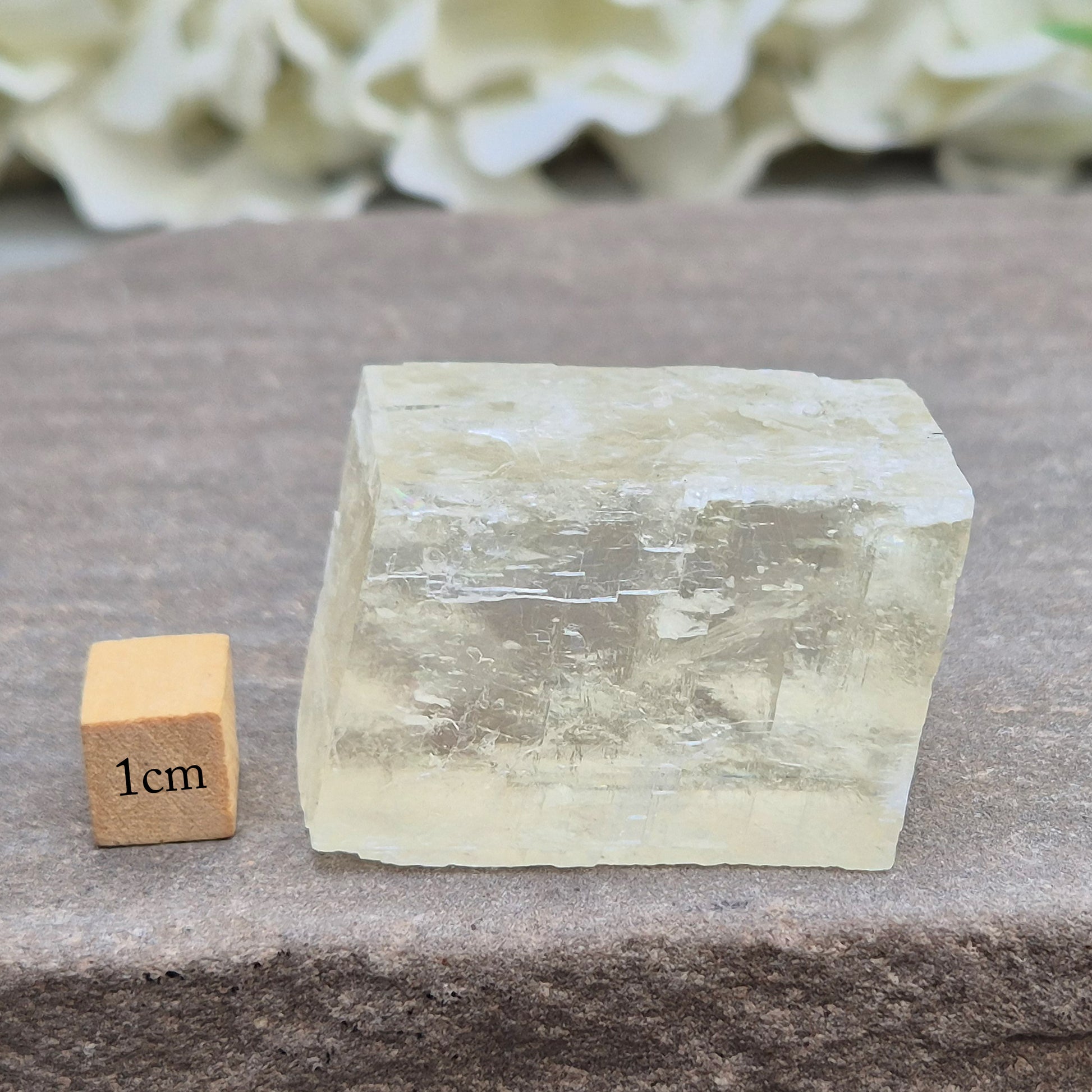Natural Optical Calcite from Mexico natural rhomboid shape and lemony yellow colour. Often chosen for clarity, balance, and focused energy.