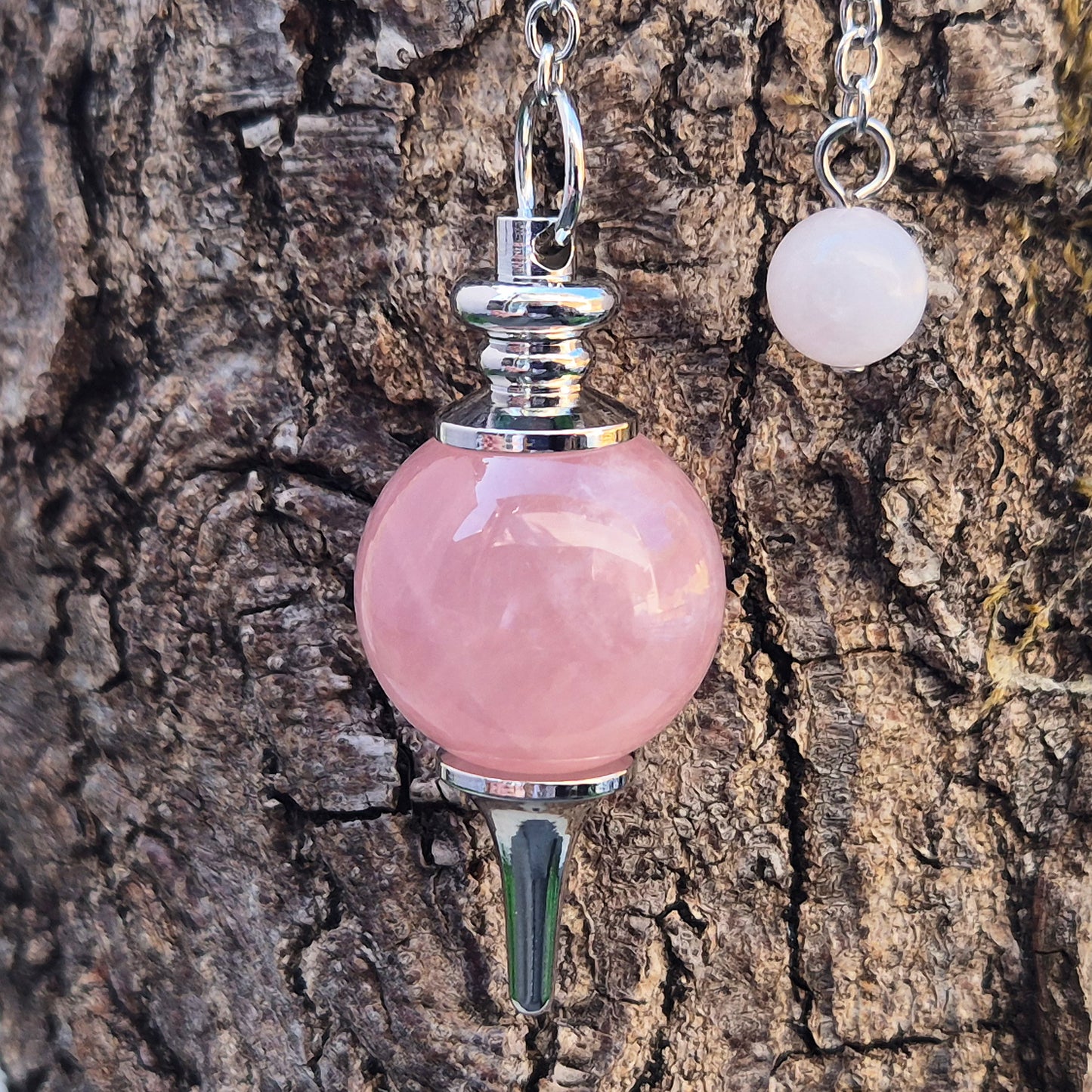 Rose Quartz pendulum, often reached for dowsing and gentle heart-centred energy work — a soft, comforting companion for reflection, calm, and self-care.