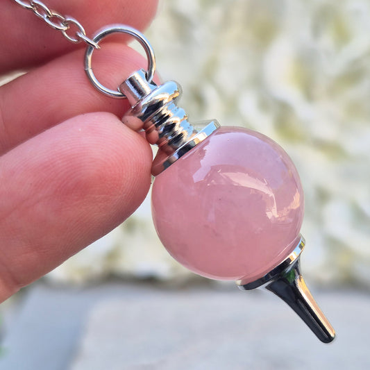 Rose Quartz pendulum, often reached for dowsing and gentle heart-centred energy work — a soft, comforting companion for reflection, calm, and self-care.