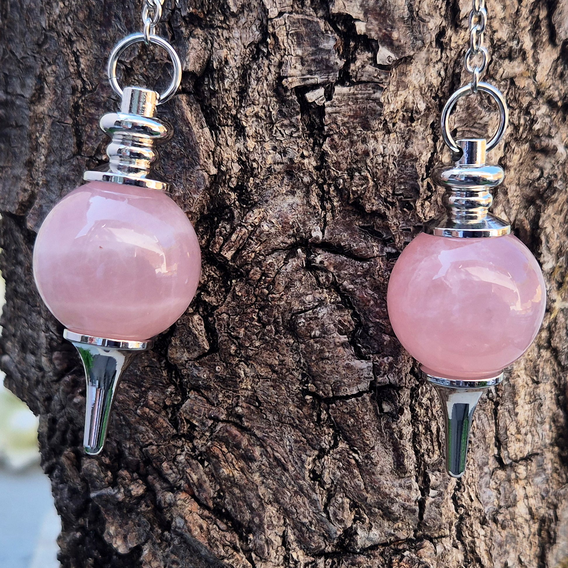 Rose Quartz pendulum, often reached for dowsing and gentle heart-centred energy work — a soft, comforting companion for reflection, calm, and self-care.