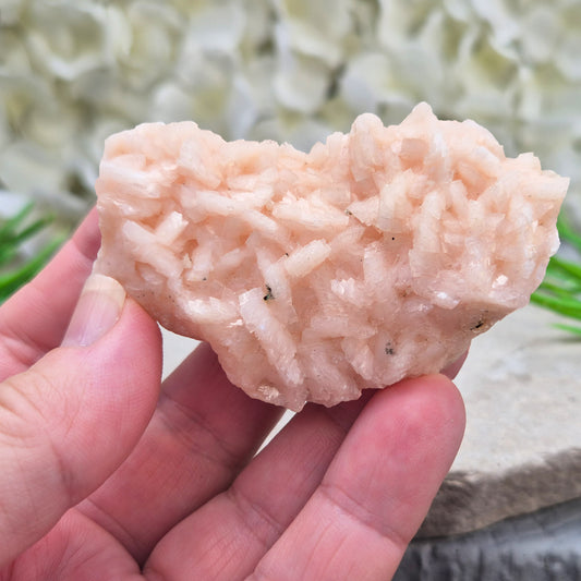 Natural Pink Dolomite Crystal Cluster from Morocco. A comforting heart chakra stone for emotional healing, restoring harmony, and easing mental overwhelm.