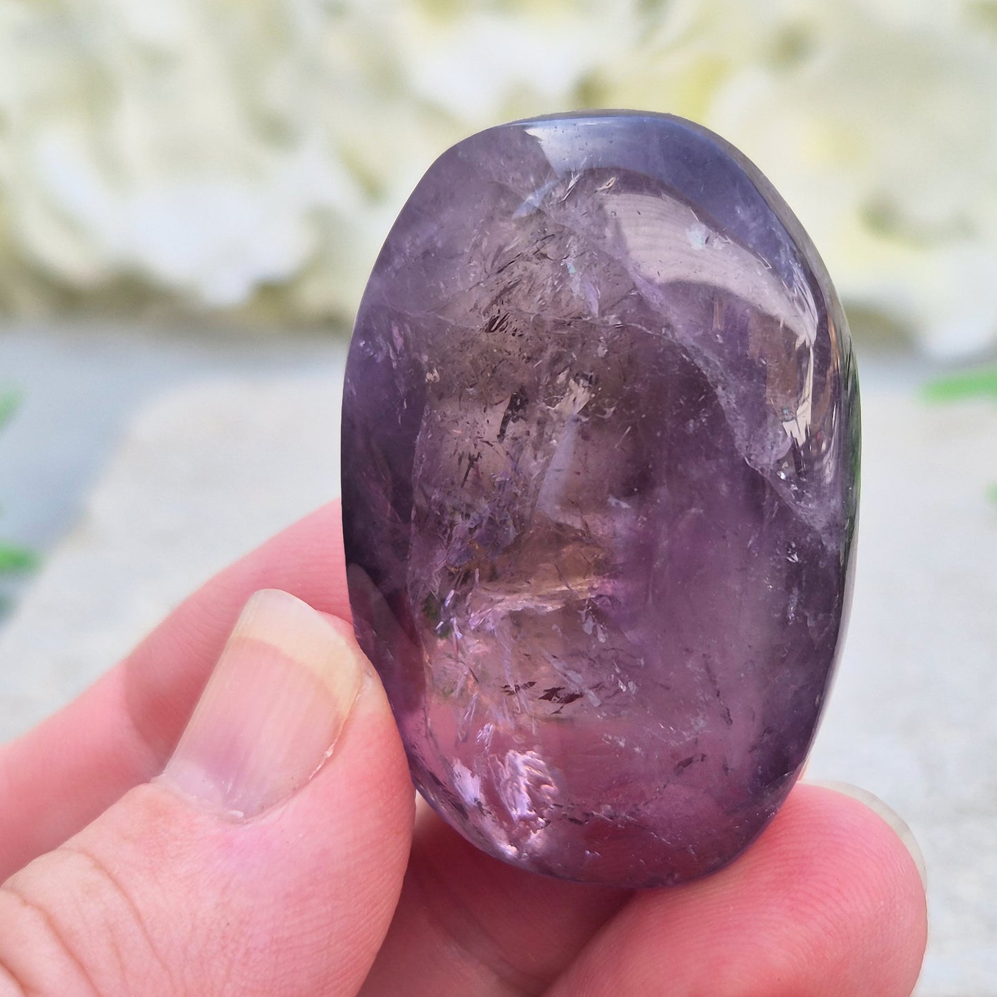 Amethyst palm stone for calm, focus, and balance. Smooth, soothing, and ideal for meditation or everyday grounding. Beautiful quality and easy to hold.