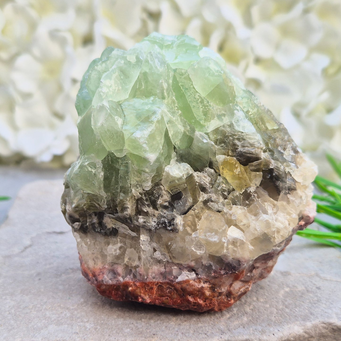 free standing natural Green Calcite crystal that encourages release, emotional balance and gentle renewal. Ideal for heart-centred energy work and fresh starts.