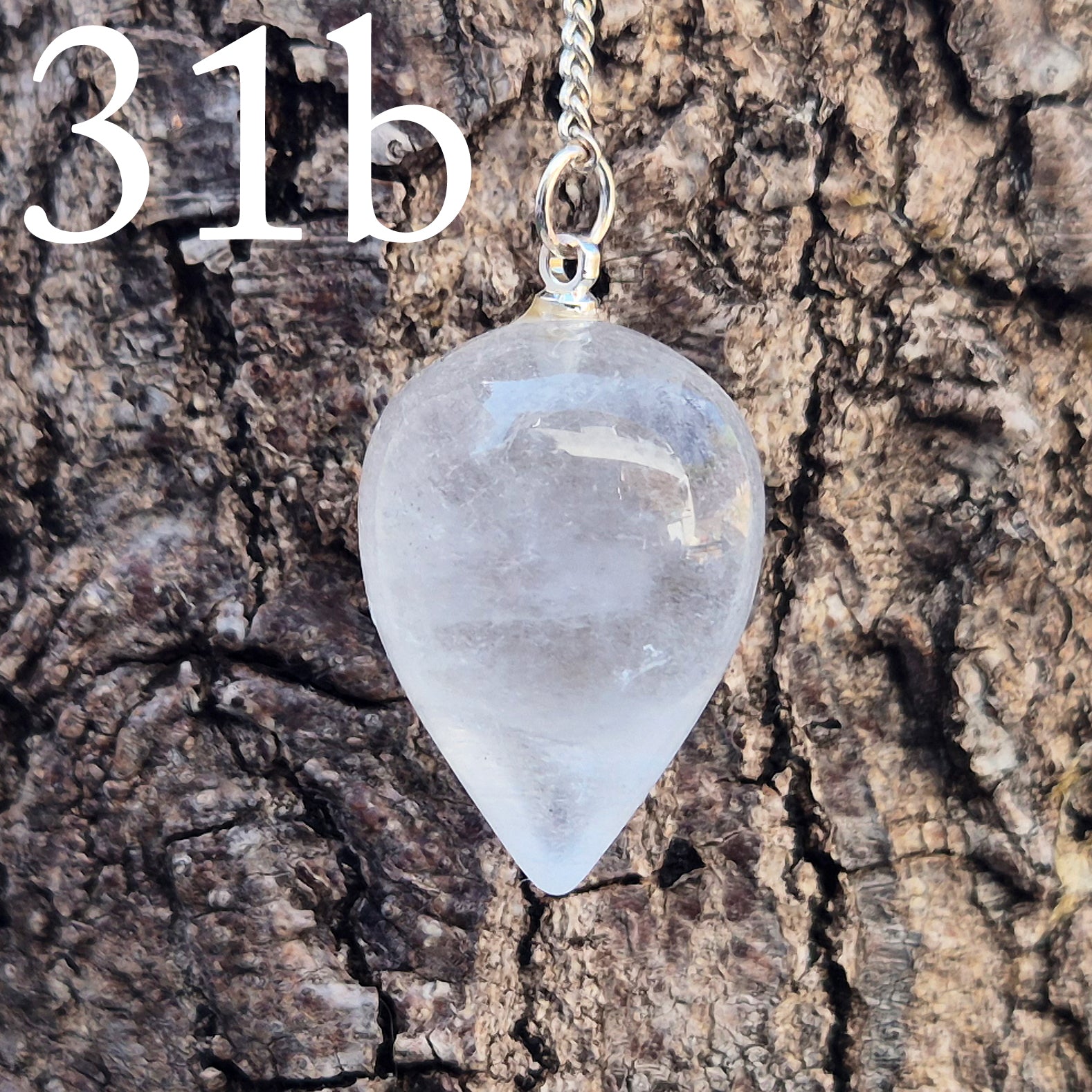 This Clear Quartz Crystal Pendulum from Brazil features a tear drop crystal shape and at the end of the chain is a clear bead. It will come with a pouch for safe keeping.