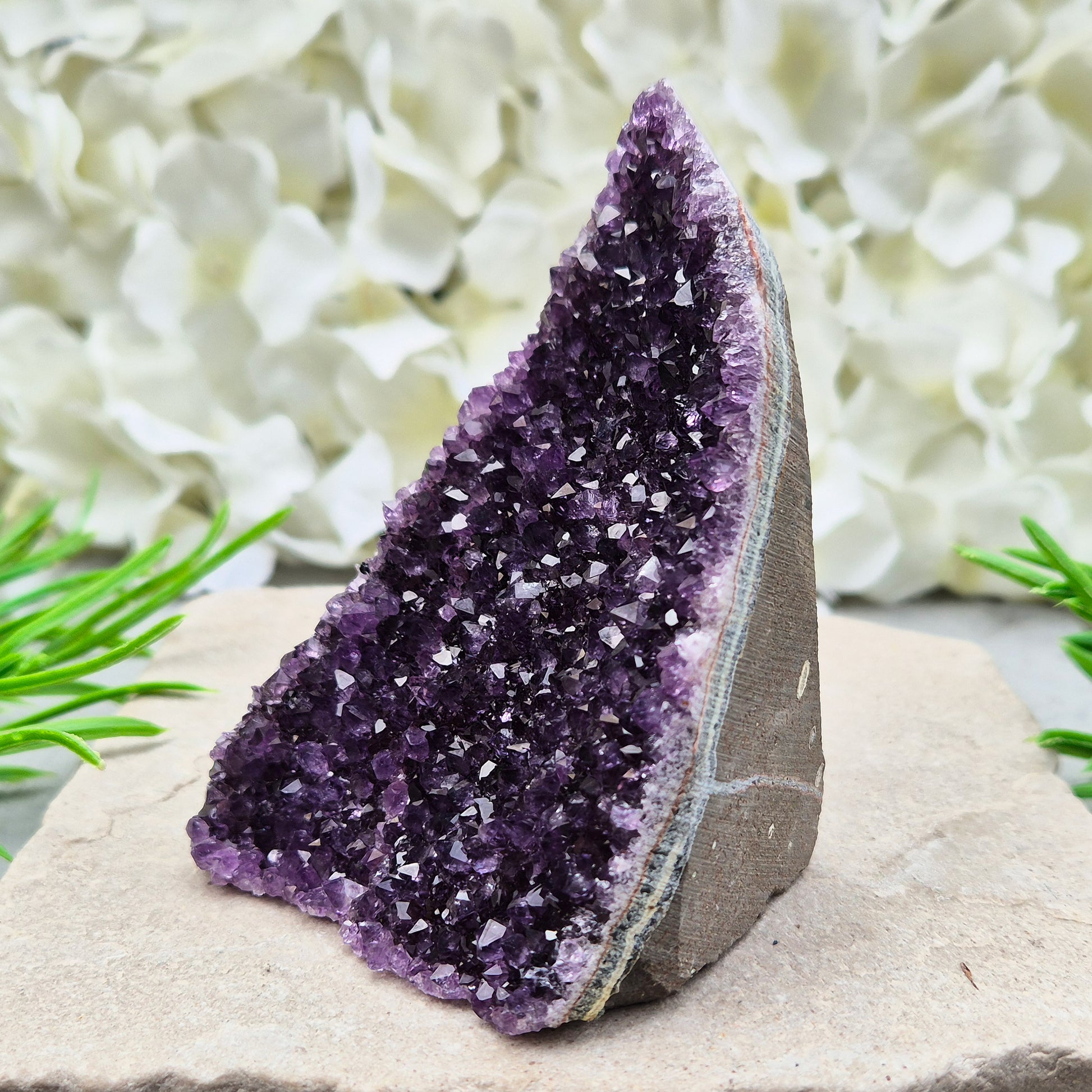 Natural Amethyst geode with deep purple crystals. Ideal for calming spaces, meditation, or display. Cleansed and ready to bring peaceful energy. 