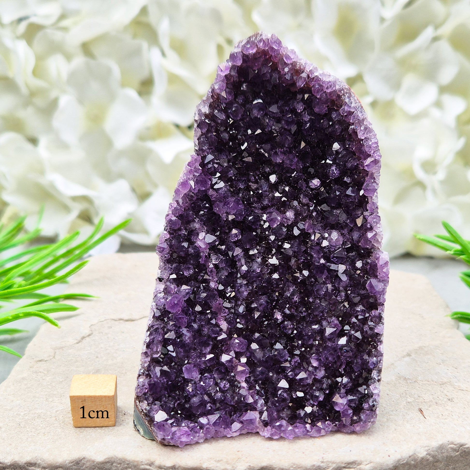 Natural Amethyst geode with deep purple crystals. Ideal for calming spaces, meditation, or display. Cleansed and ready to bring peaceful energy. 