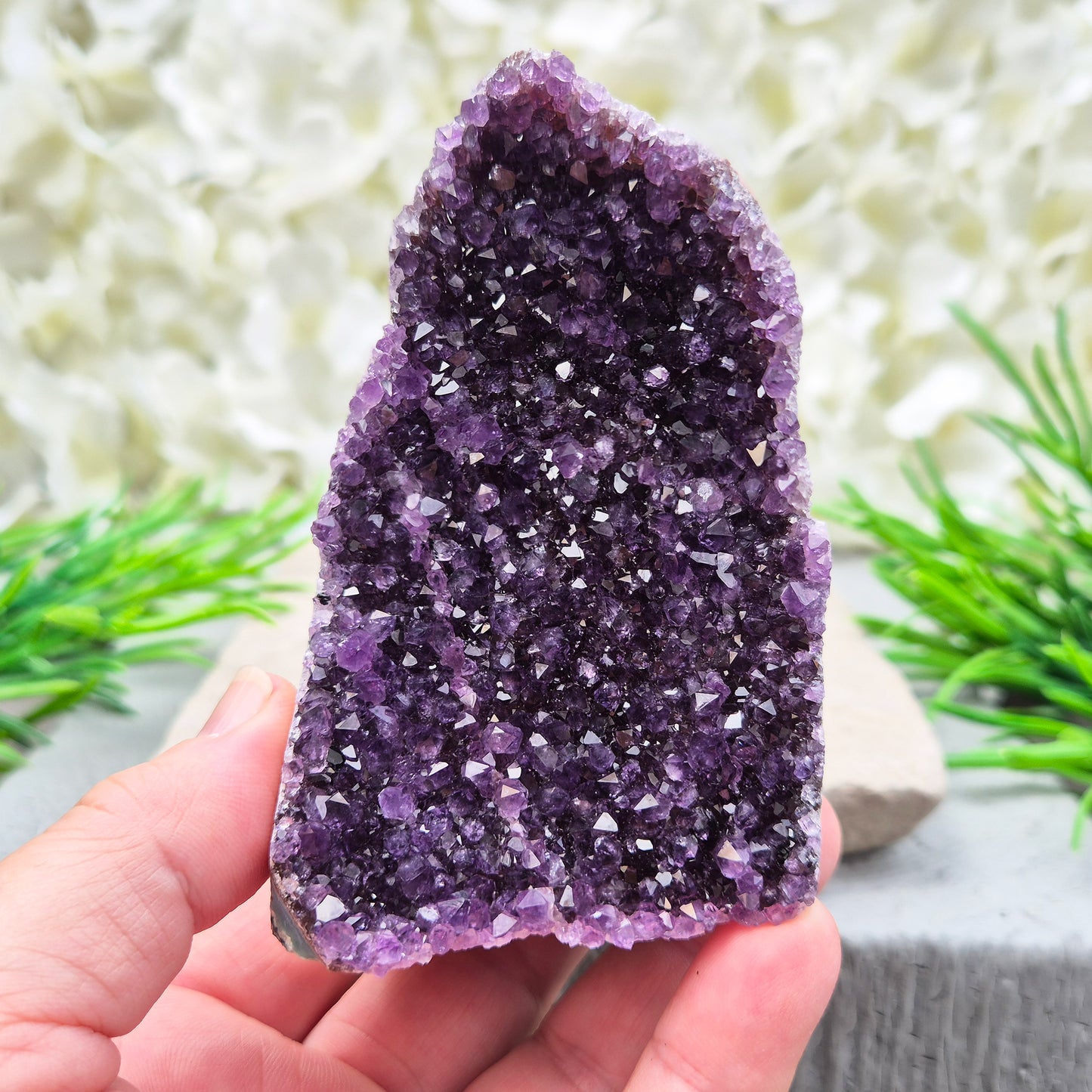 Natural Amethyst geode with deep purple crystals. Ideal for calming spaces, meditation, or display. Cleansed and ready to bring peaceful energy. 