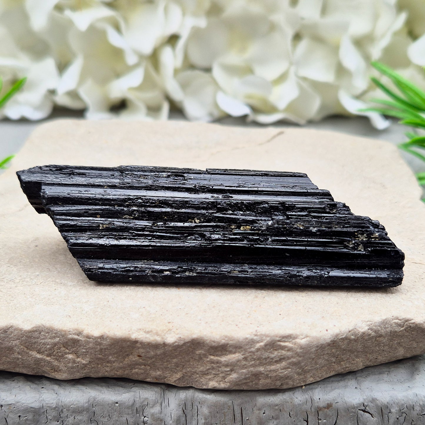 Natural Black Tourmaline crystal. Strong protective crystal that helps you feel safe, calm, clear-minded, and emotionally strong.