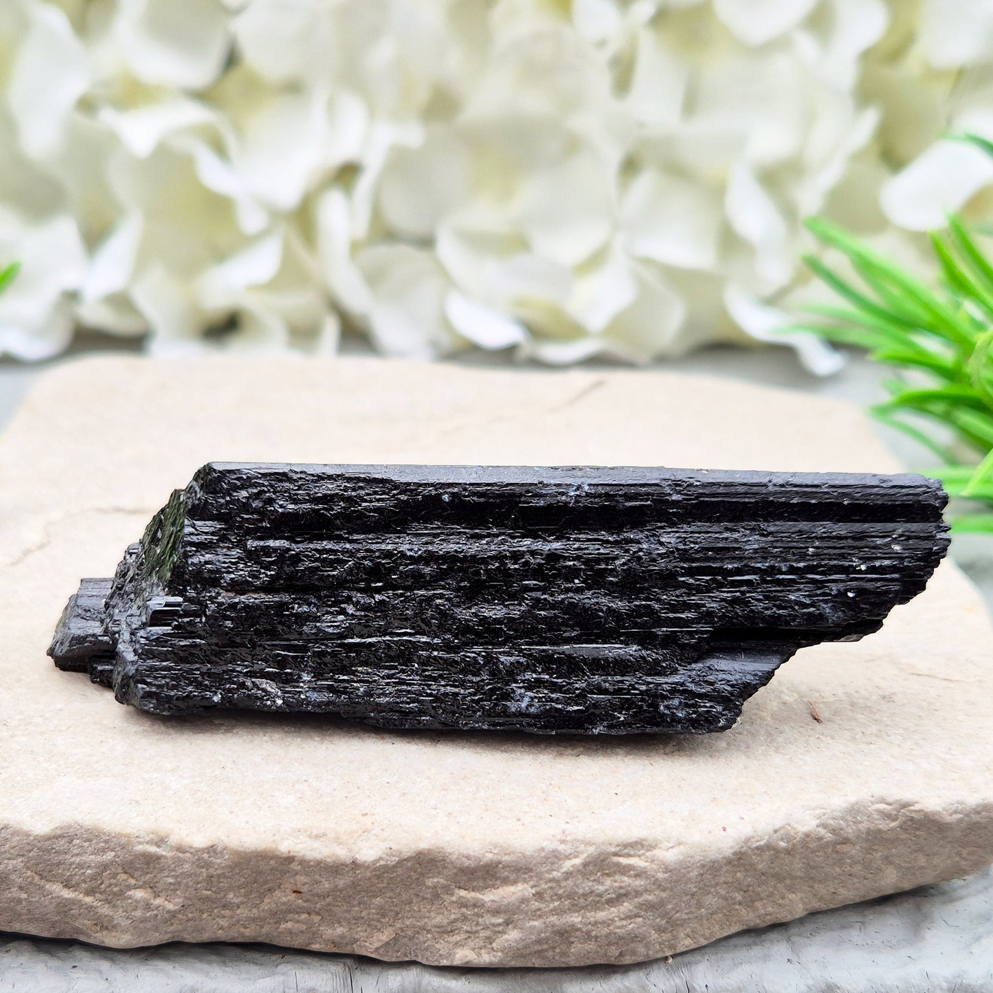 Natural Black Tourmaline crystal. Strong protective crystal that helps you feel safe, calm, clear-minded, and emotionally strong.