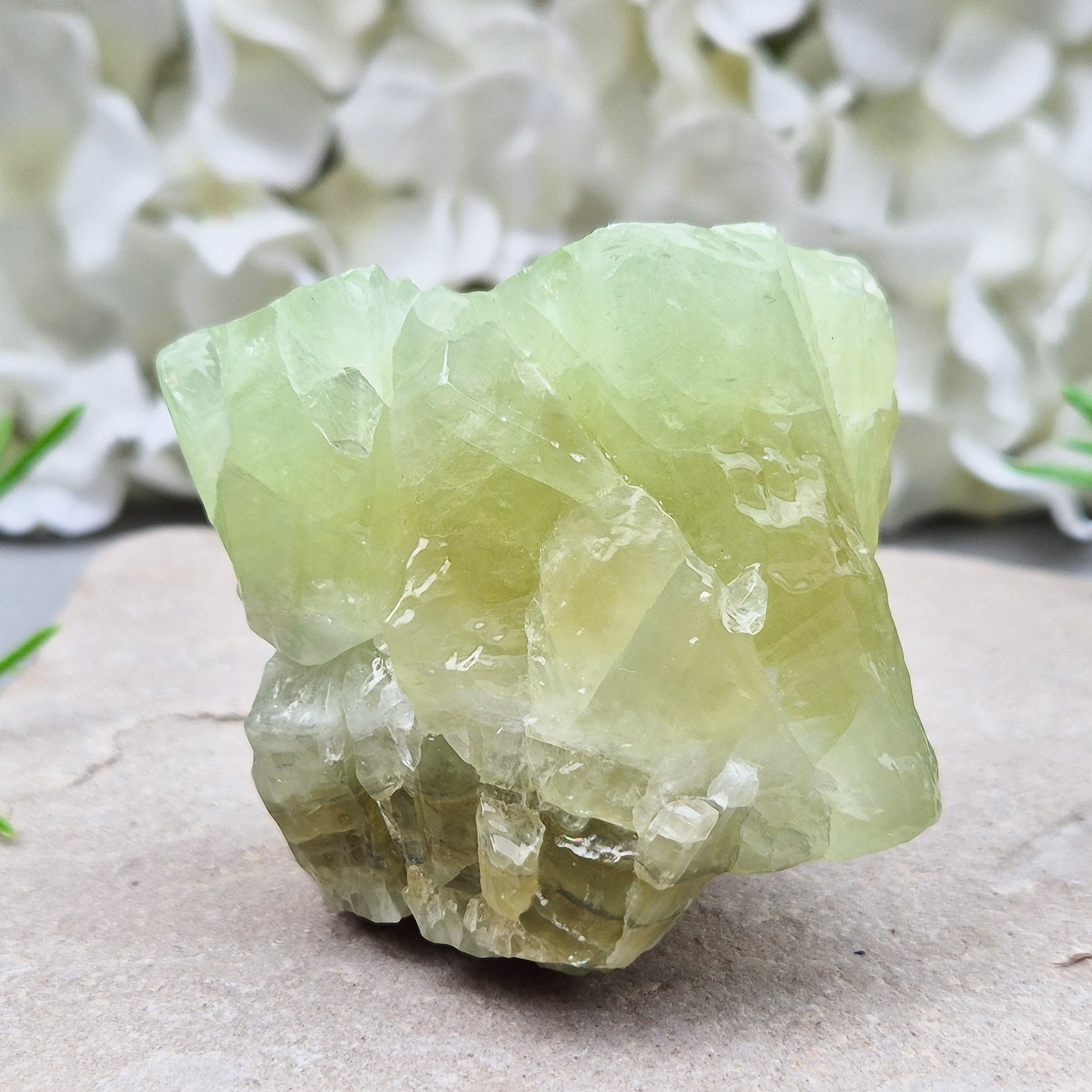 Natural Green Calcite chunk to support emotional release, fresh energy and a lighter mindset. A calming heart-centred stone for letting go and moving forward.