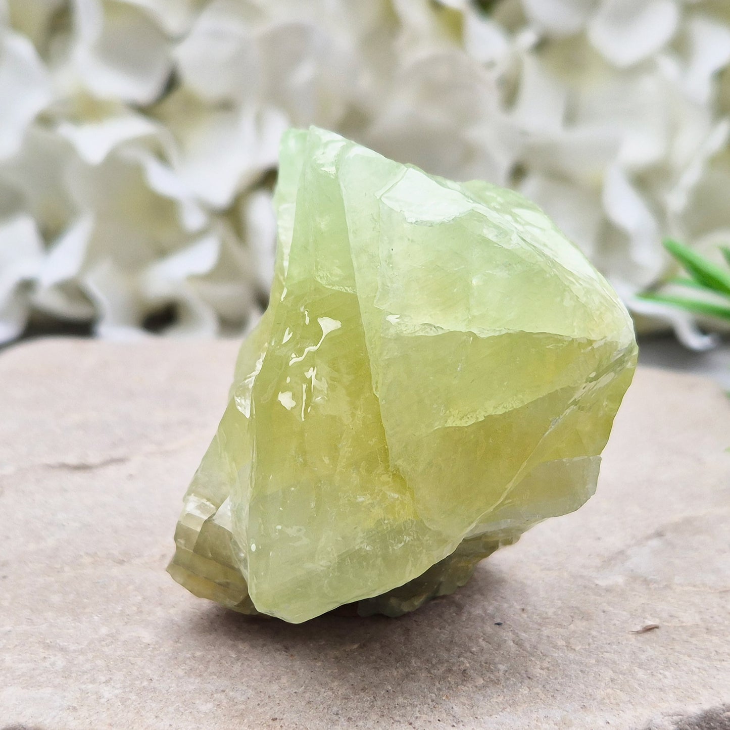 Natural Green Calcite chunk to support emotional release, fresh energy and a lighter mindset. A calming heart-centred stone for letting go and moving forward.