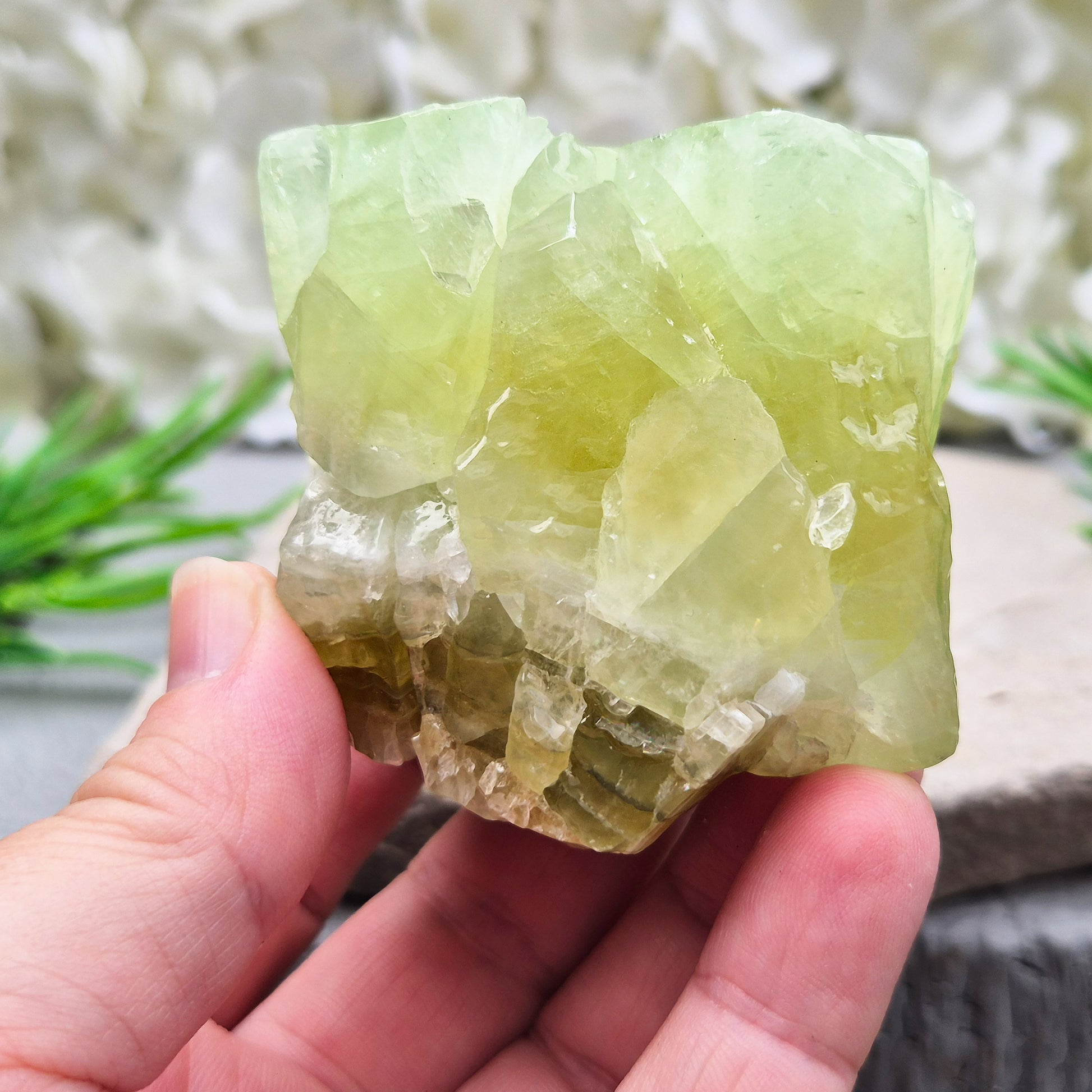 Natural Green Calcite chunk to support emotional release, fresh energy and a lighter mindset. A calming heart-centred stone for letting go and moving forward.