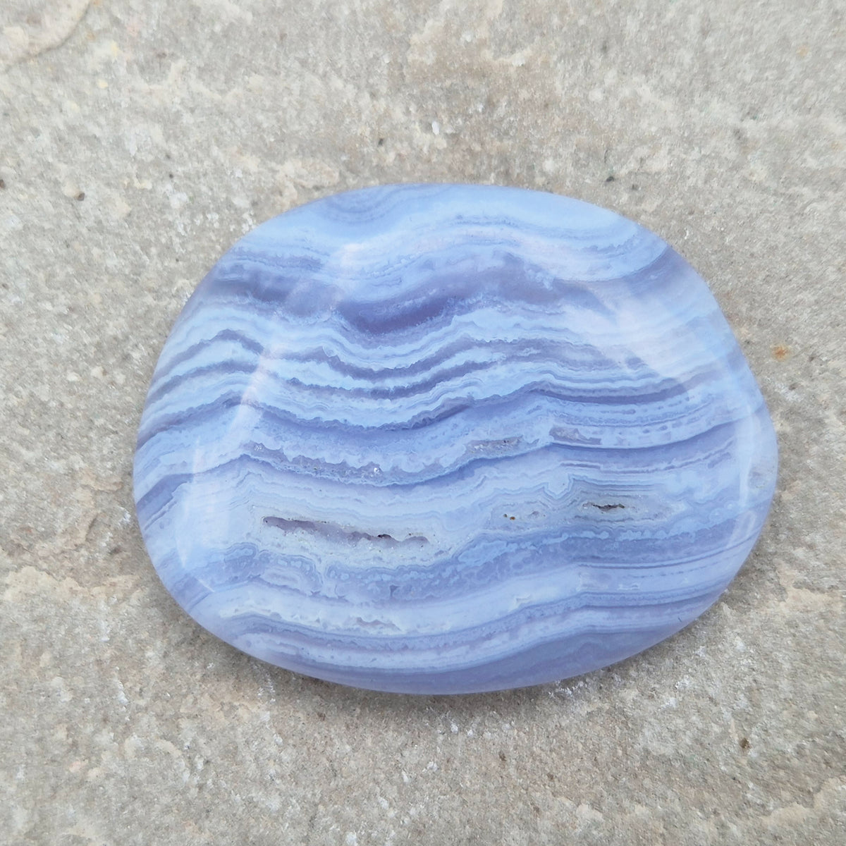 Blue Lace Agate Crystal Palm Stone