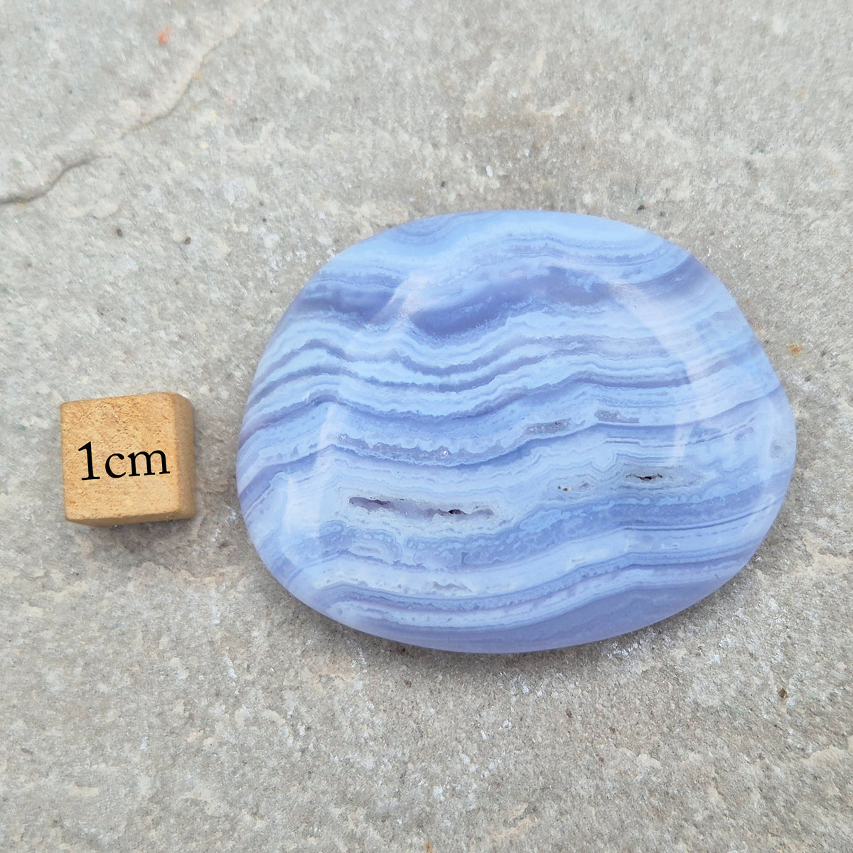 Blue Lace Agate Crystal Palm Stone